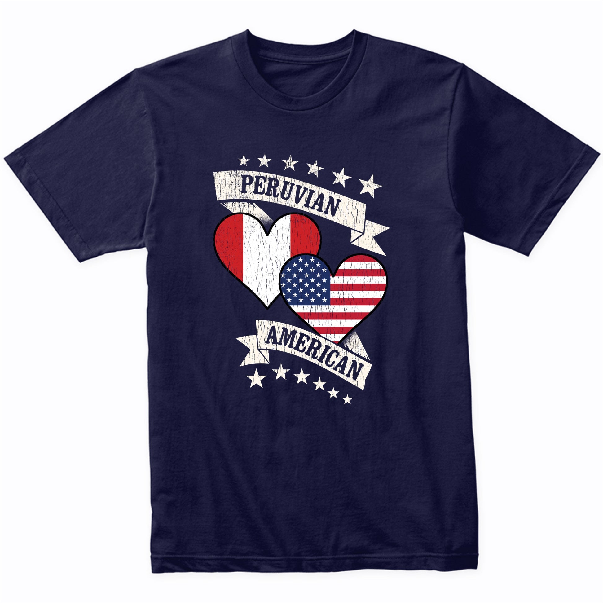 Peruvian American Heart Flags Peru America T-Shirt