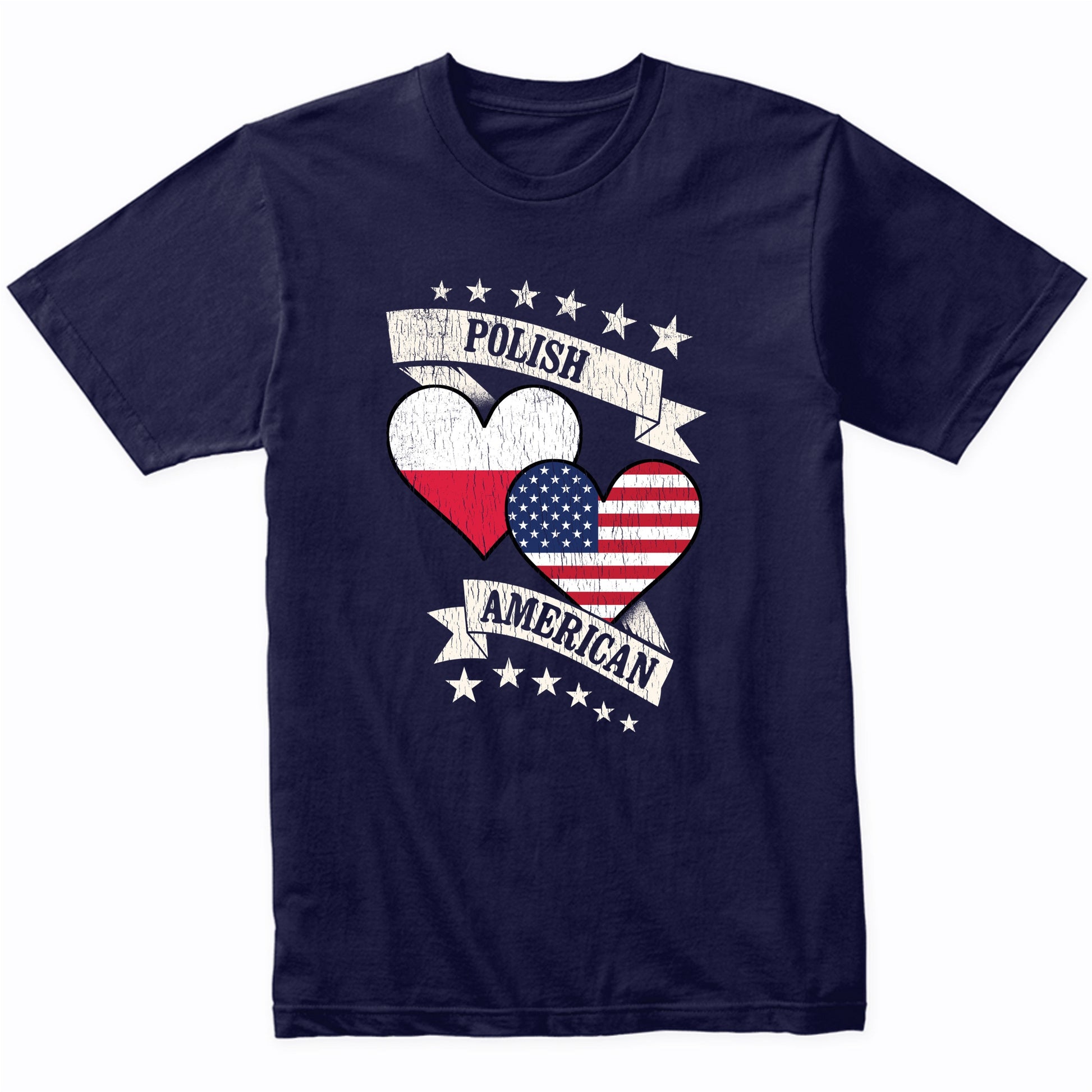 Polish American Heart Flags Poland America T-Shirt