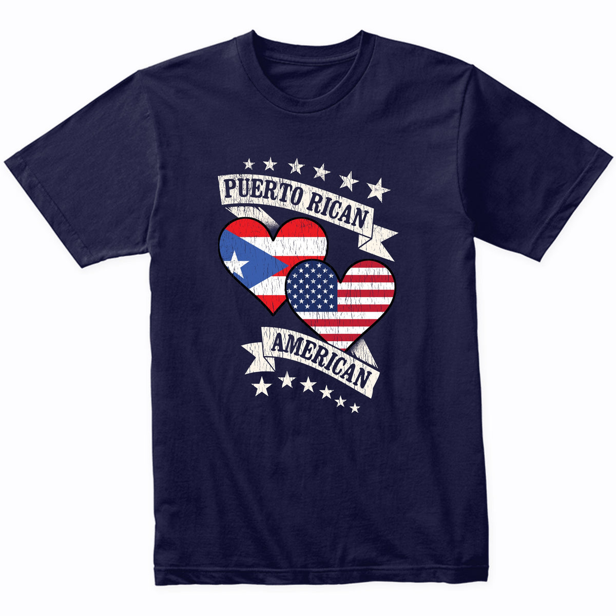 Puerto Rican American Heart Flags Puerto Rico America T-Shirt
