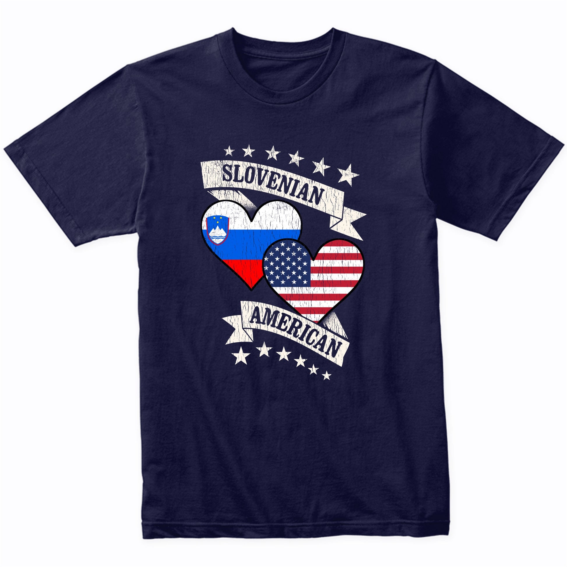 Slovenian American Heart Flags Slovenia America T-Shirt