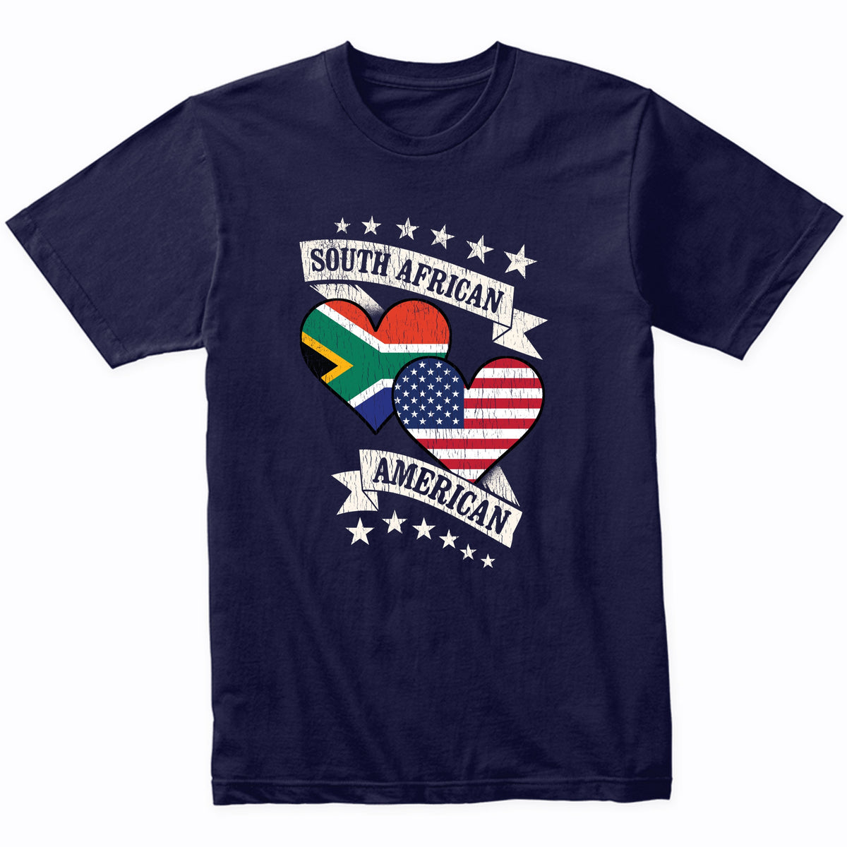 South African American Heart Flags South Africa America T-Shirt