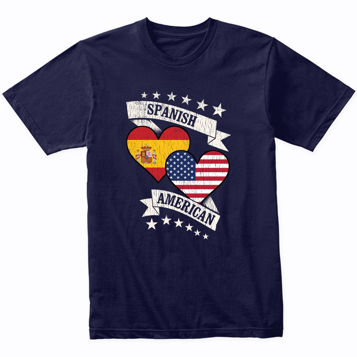 Spanish American Heart Flags Spain America T-Shirt