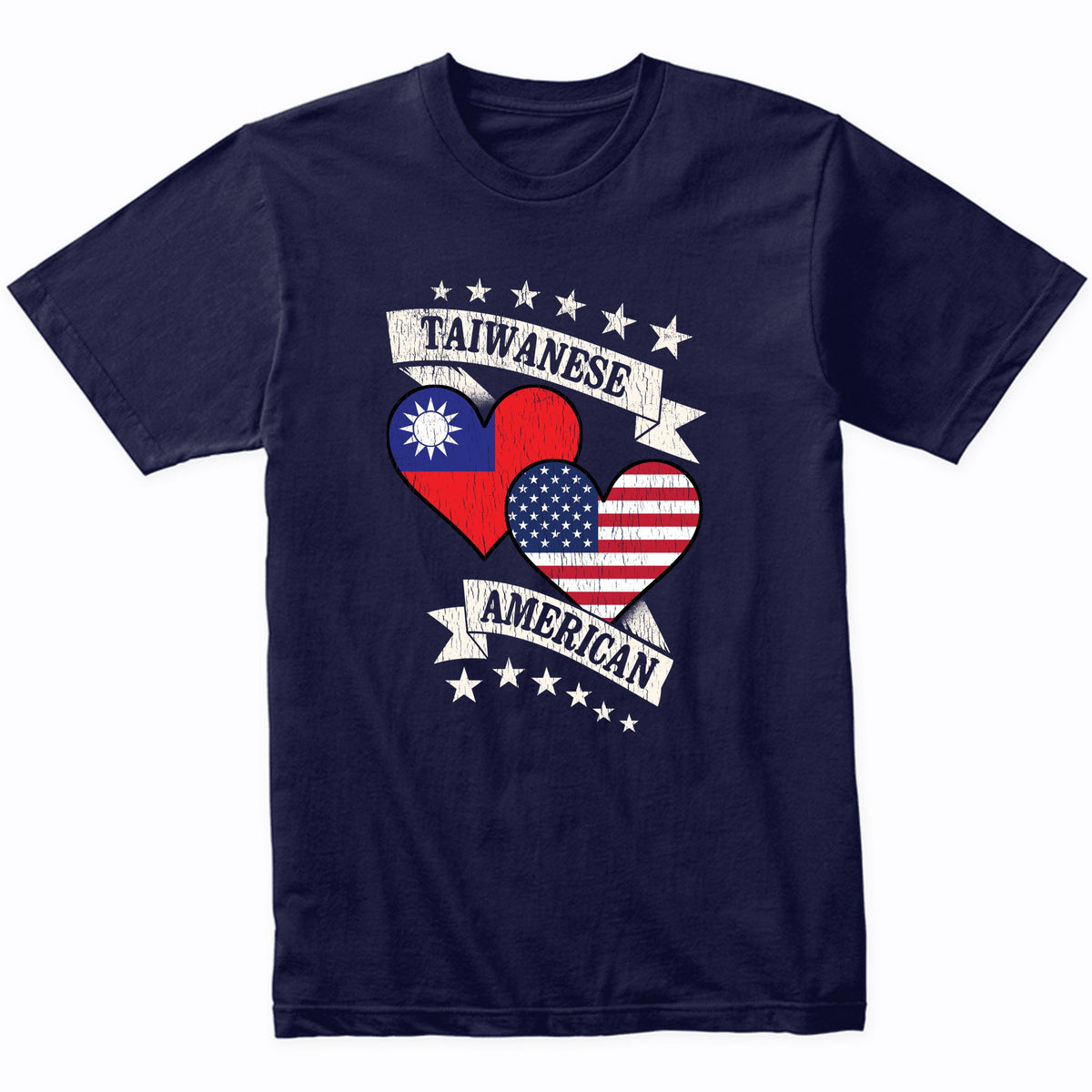 Taiwanese American Heart Flags Taiwan America T-Shirt