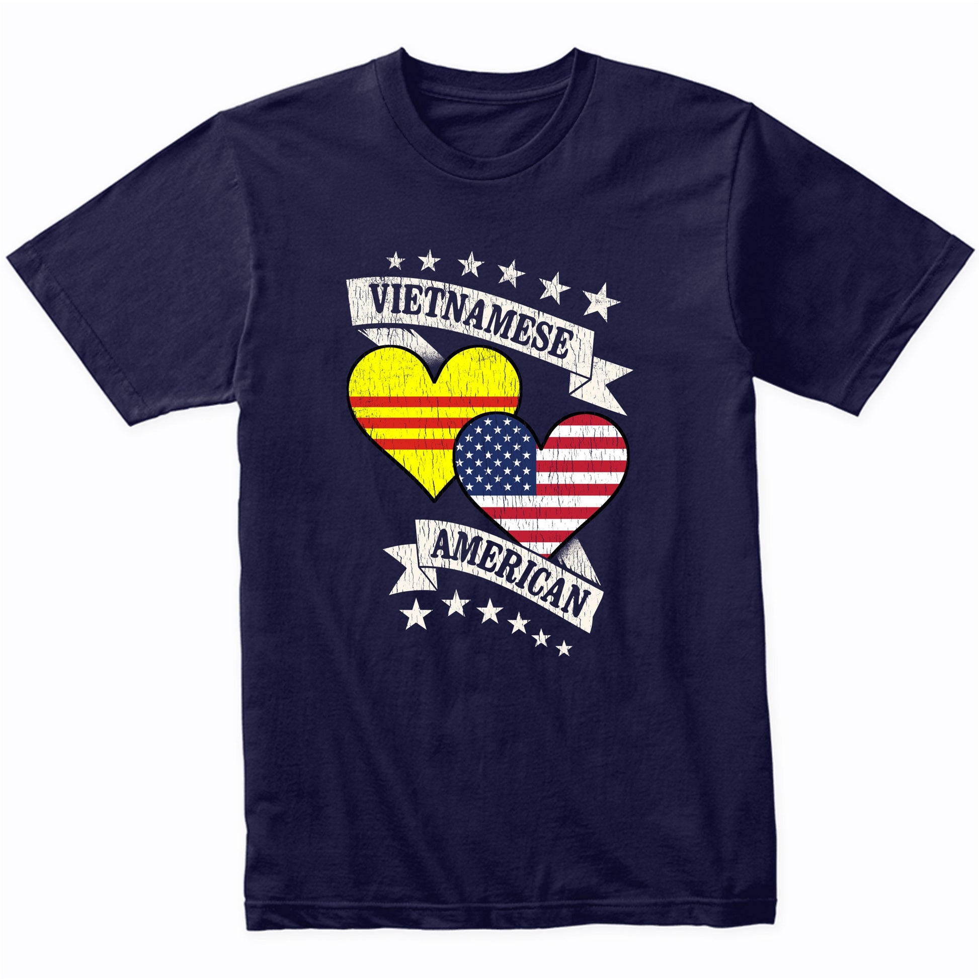 Vietnamese American Heart Flags Vietnam America T-Shirt