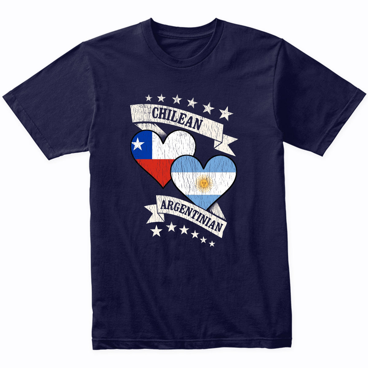 Chilean Argentinian Heart Flags Chile Argentina T-Shirt