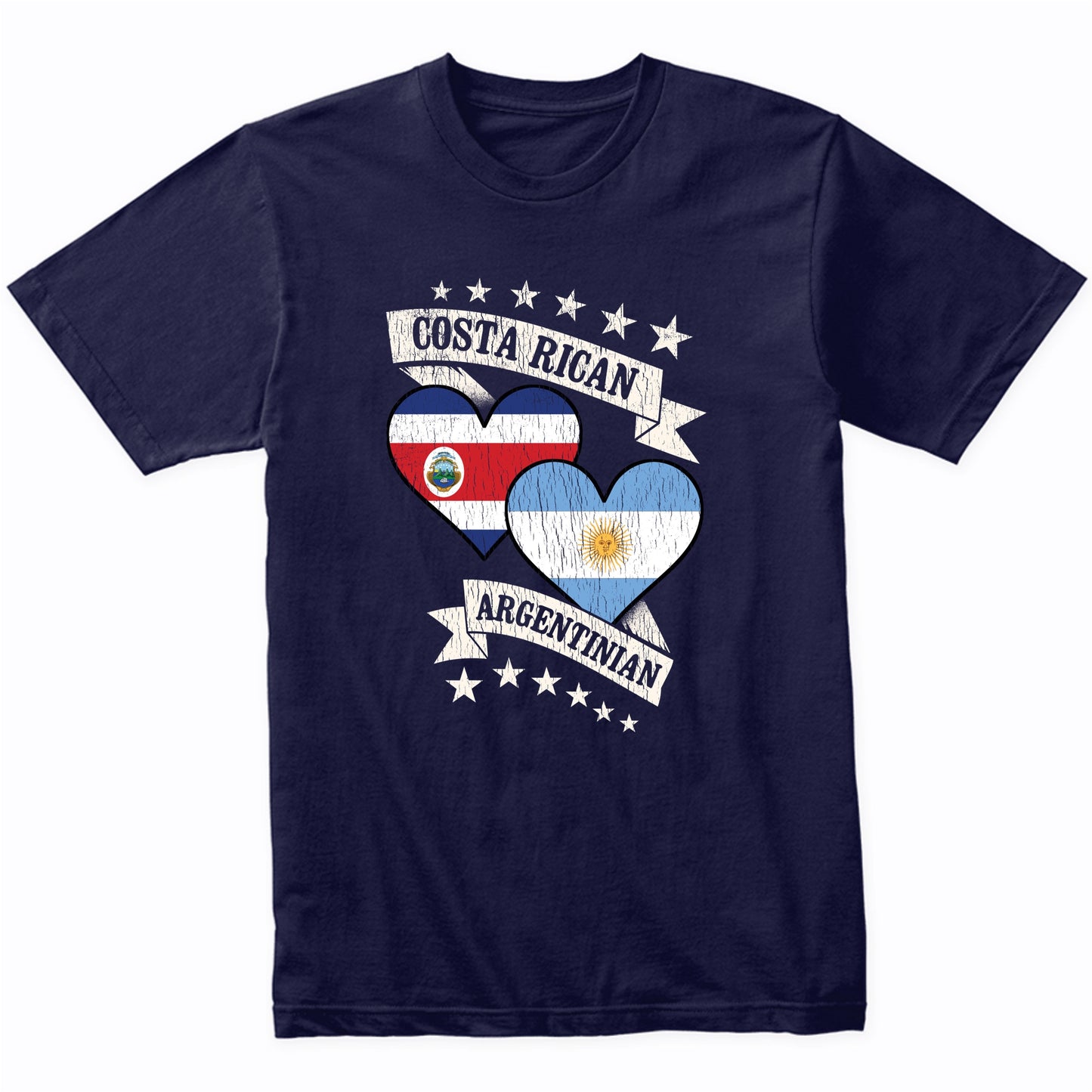Costa Rican Argentinian Heart Flags Costa Rica Argentina T-Shirt