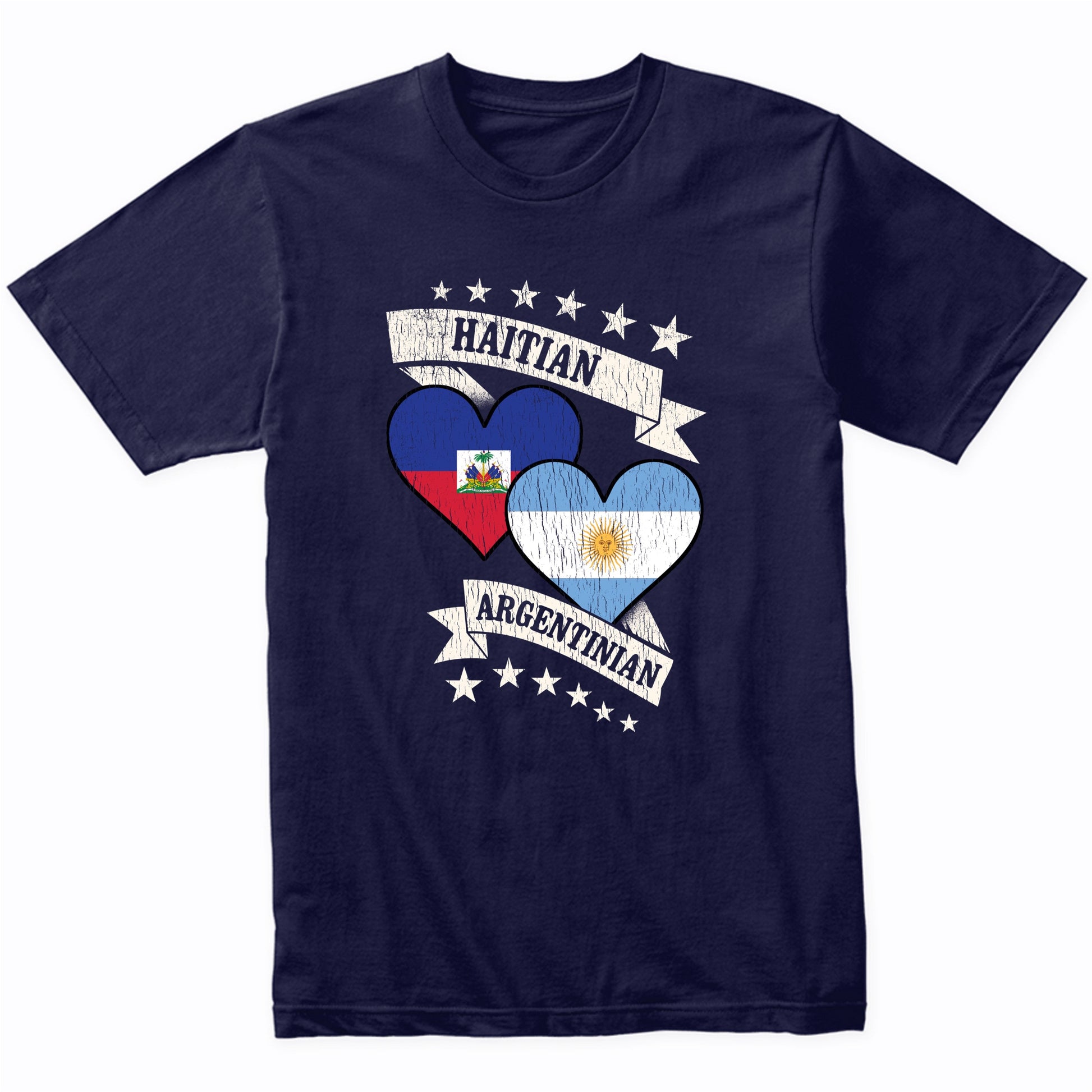 Haitian Argentinian Heart Flags Haiti Argentina T-Shirt