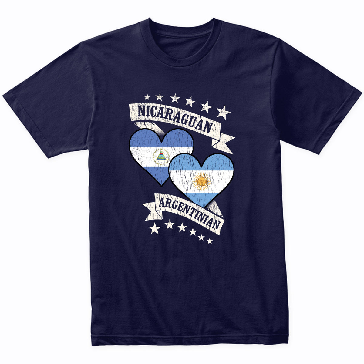 Nicaraguan Argentinian Heart Flags Nicaragua Argentina T-Shirt