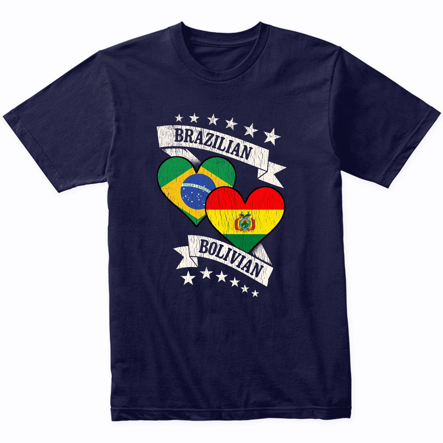 Brazilian Bolivian Heart Flags Brazil Bolivia T-Shirt