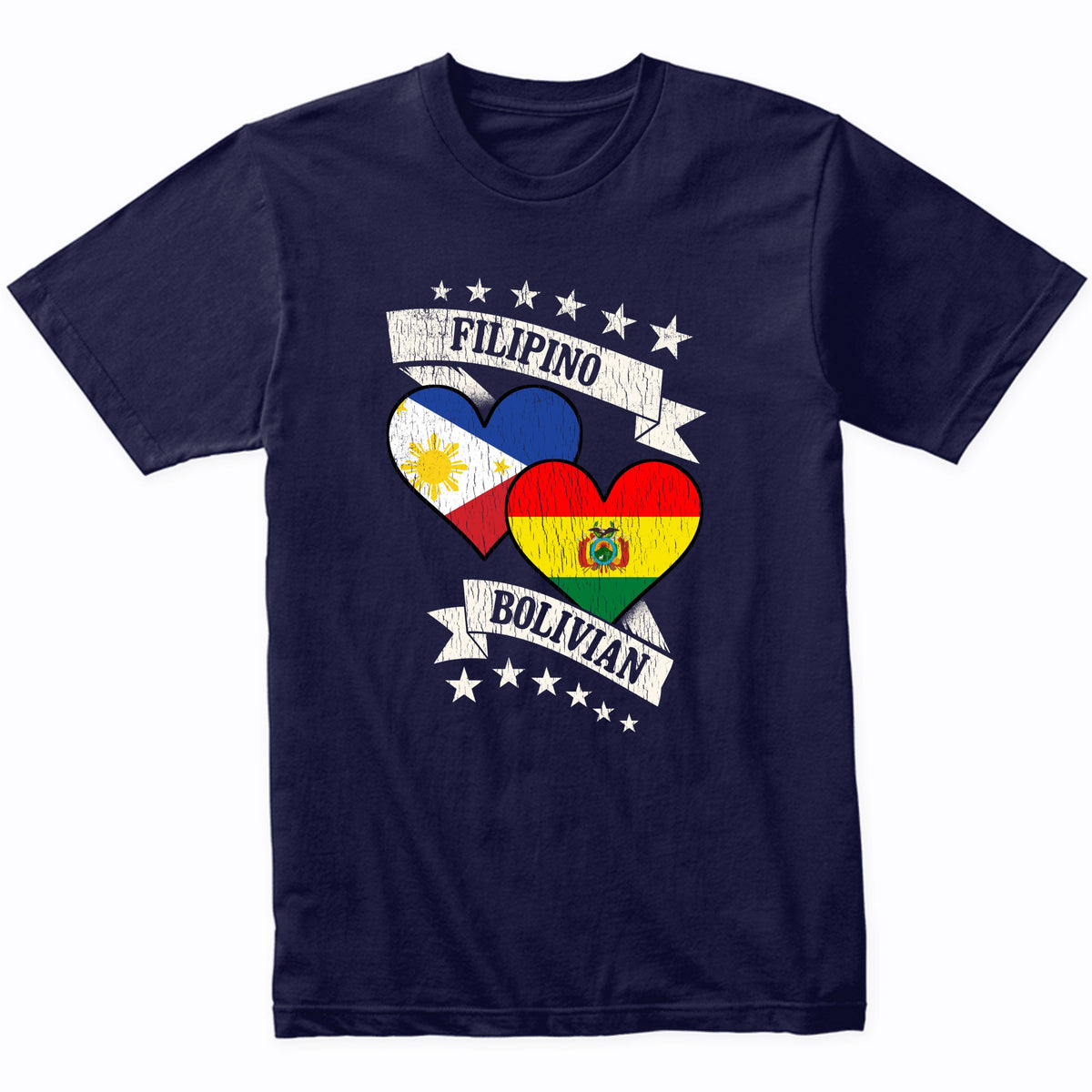 Filipino Bolivian Heart Flags Philippines Bolivia T-Shirt