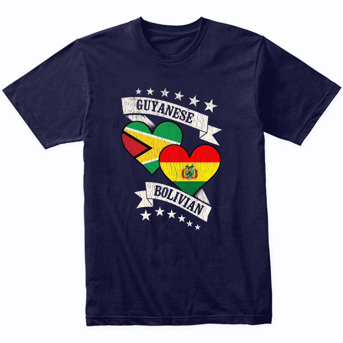 Guyanese Bolivian Heart Flags Guyana Bolivia T-Shirt