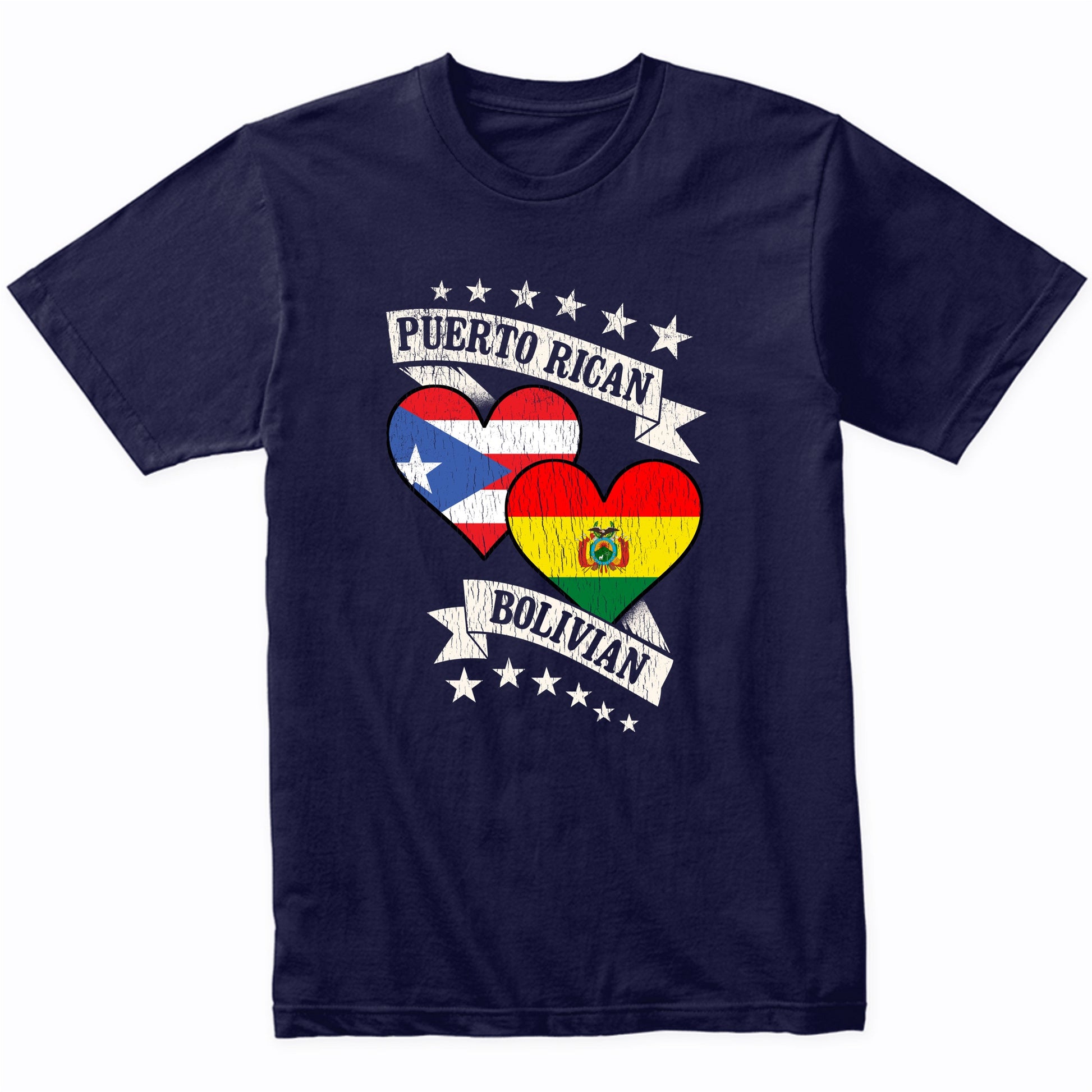 Puerto Rican Bolivian Heart Flags Puerto Rico Bolivia T-Shirt