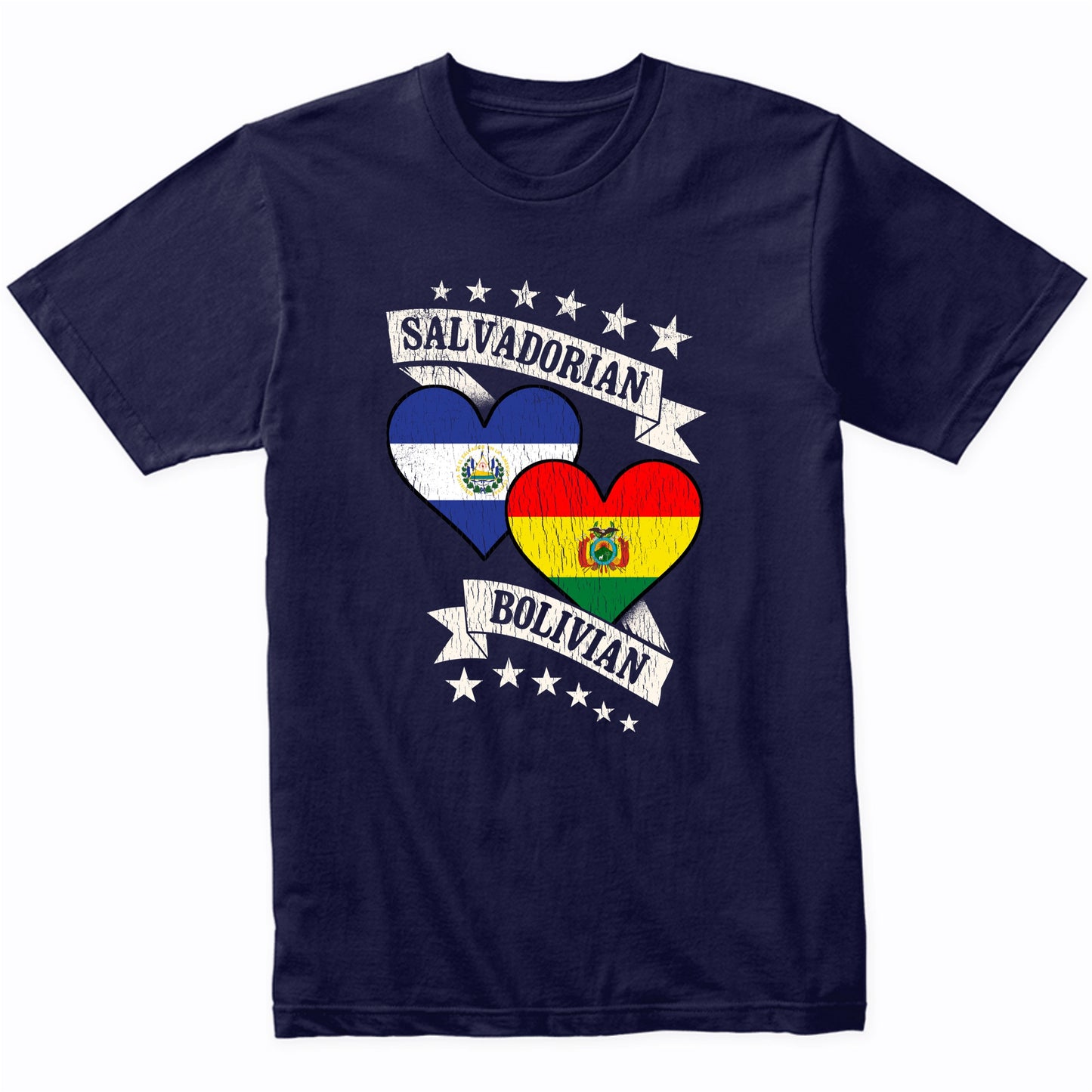 Salvadorian Bolivian Heart Flags El Salvador Bolivia T-Shirt