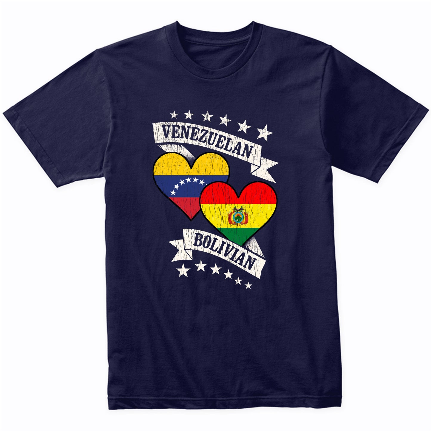 Venezuelan Bolivian Heart Flags Venezuela Bolivia T-Shirt