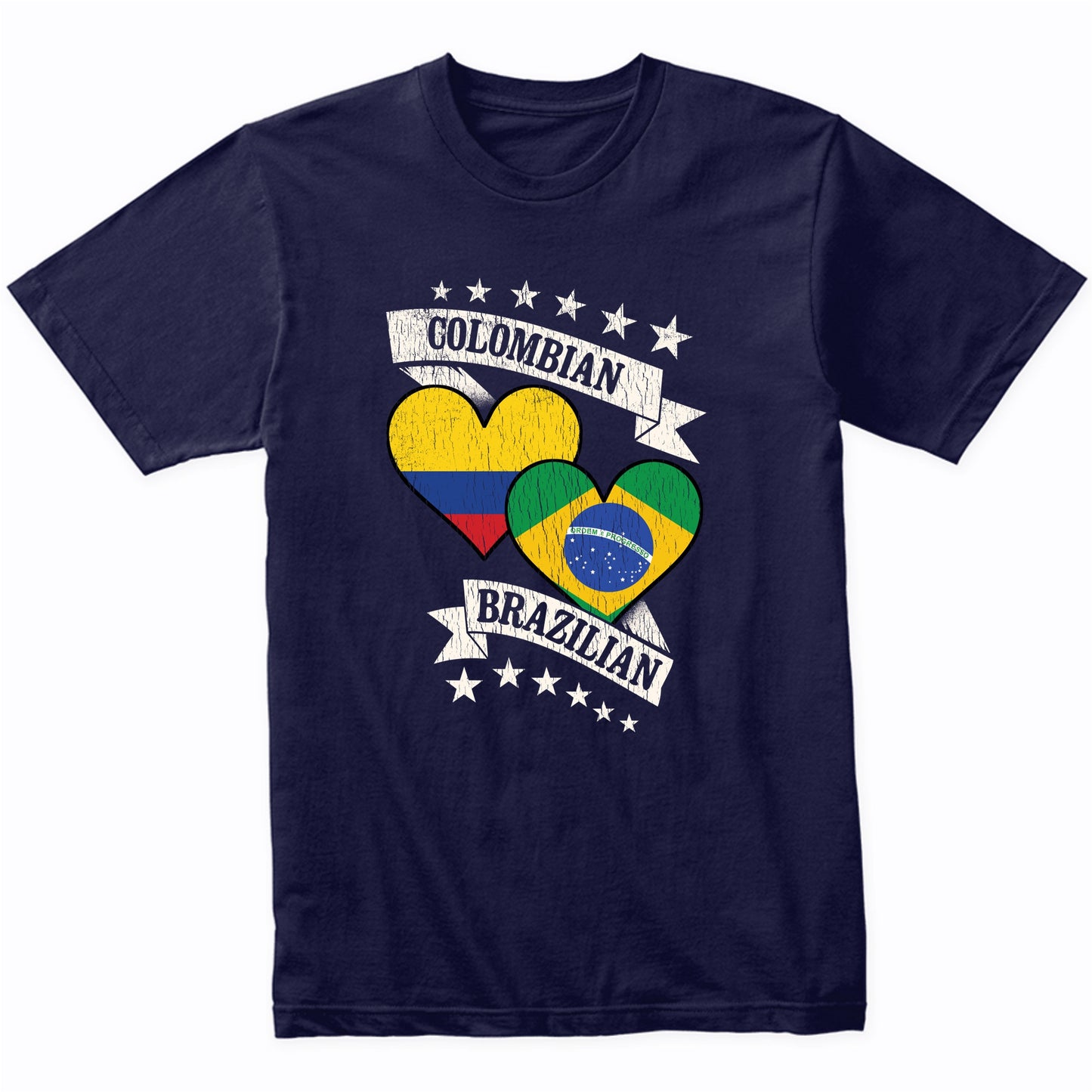Colombian Brazilian Heart Flags Colombia Brazil T-Shirt