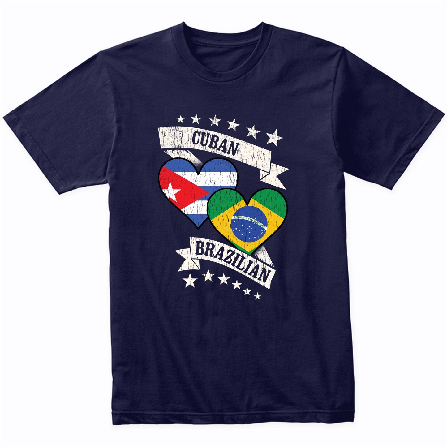 Cuban Brazilian Heart Flags Cuba Brazil T-Shirt