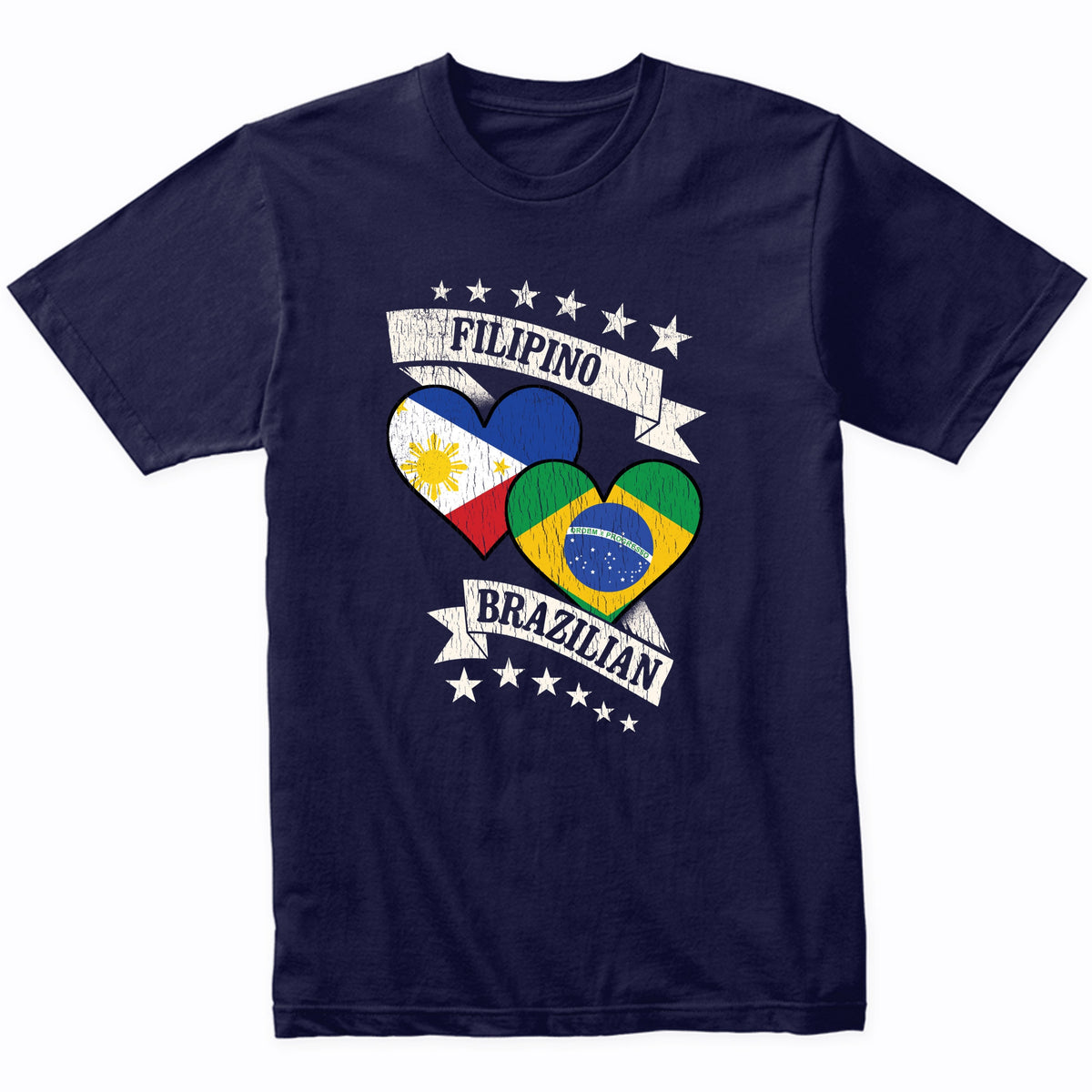 Filipino Brazilian Heart Flags Philippines Brazil T-Shirt