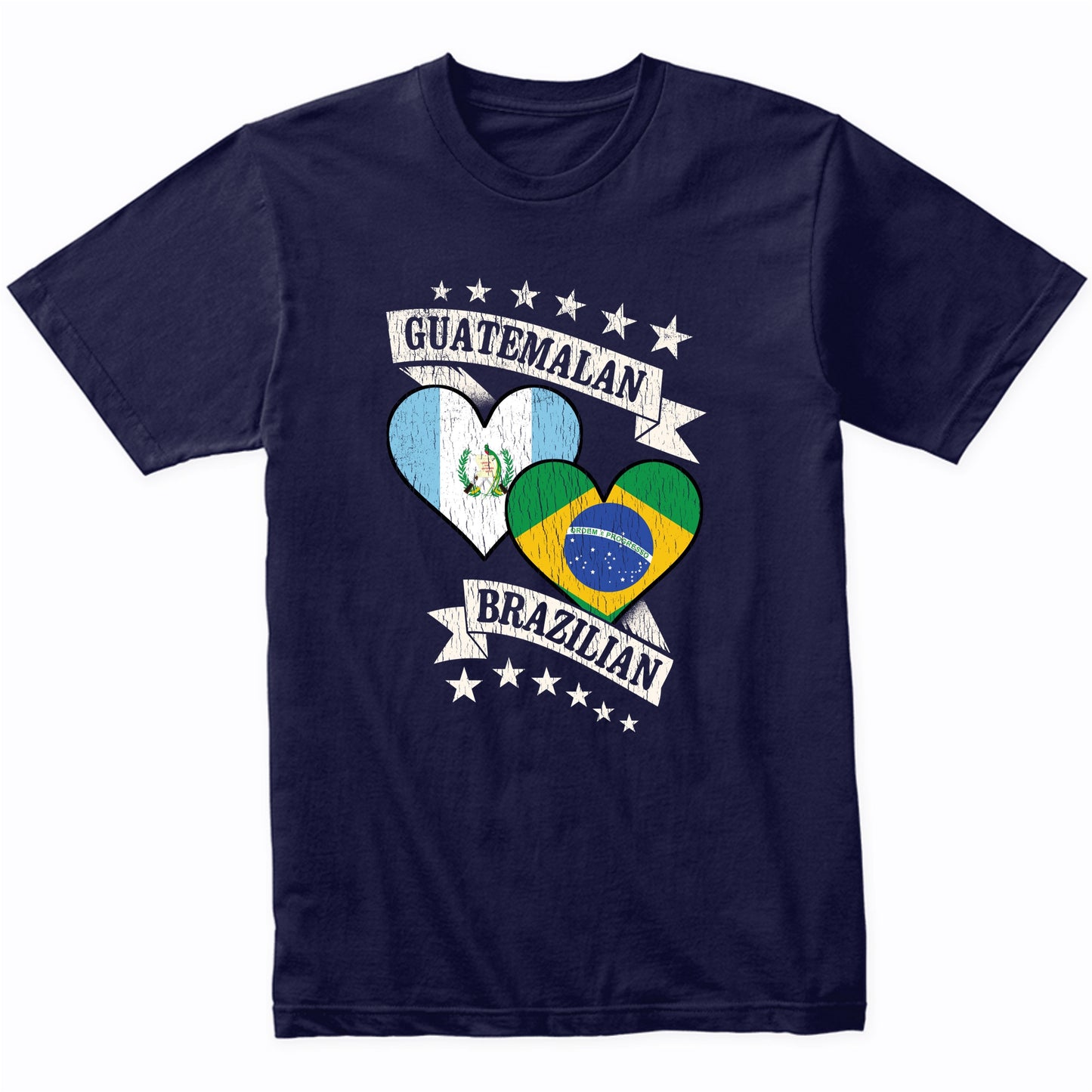 Guatemalan Brazilian Heart Flags Guatemala Brazil T-Shirt