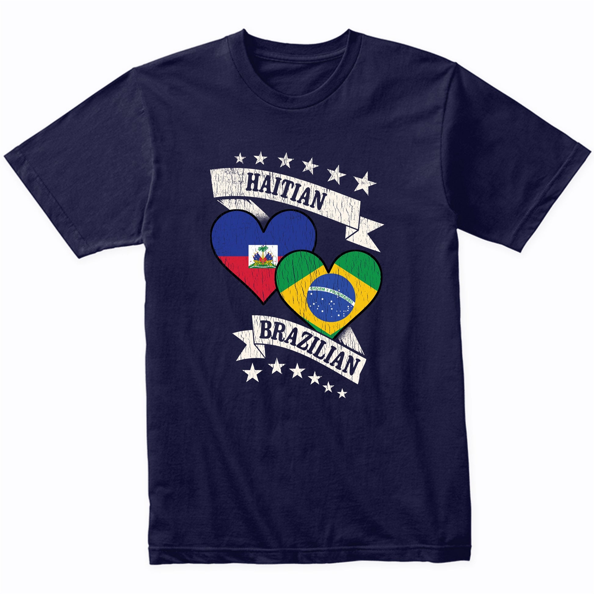 Haitian Brazilian Heart Flags Haiti Brazil T-Shirt