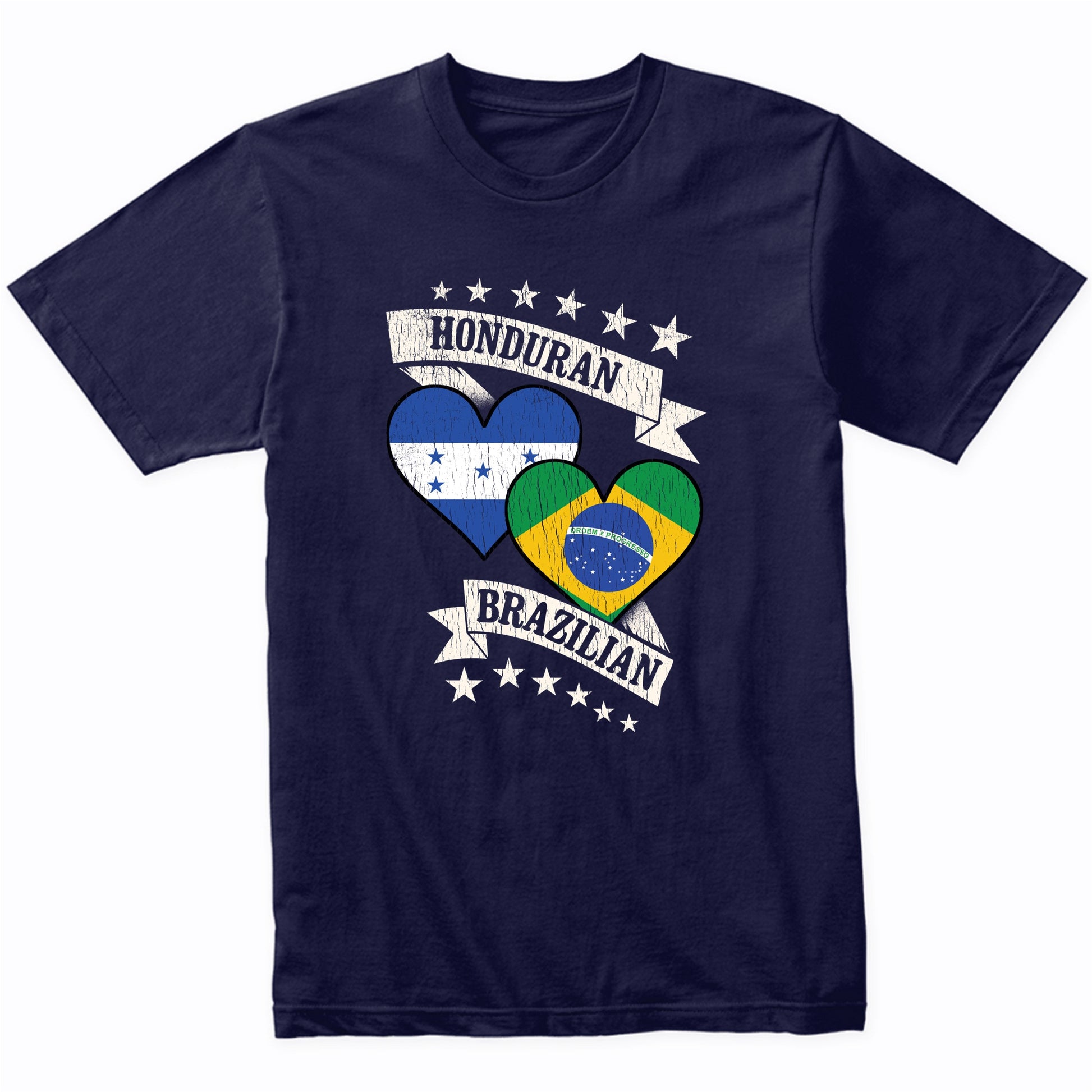 Honduran Brazilian Heart Flags Honduras Brazil T-Shirt