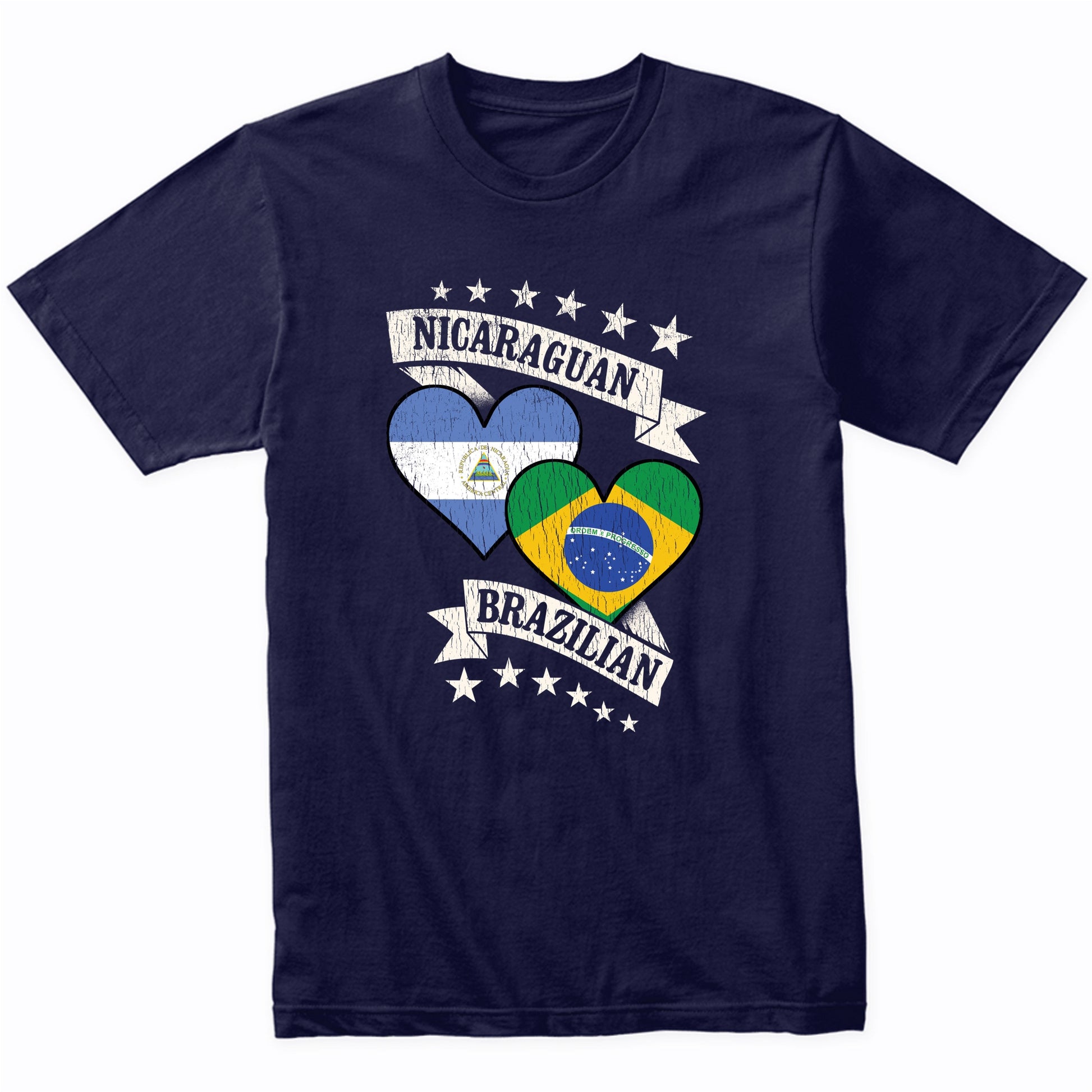 Nicaraguan Brazilian Heart Flags Nicaragua Brazil T-Shirt