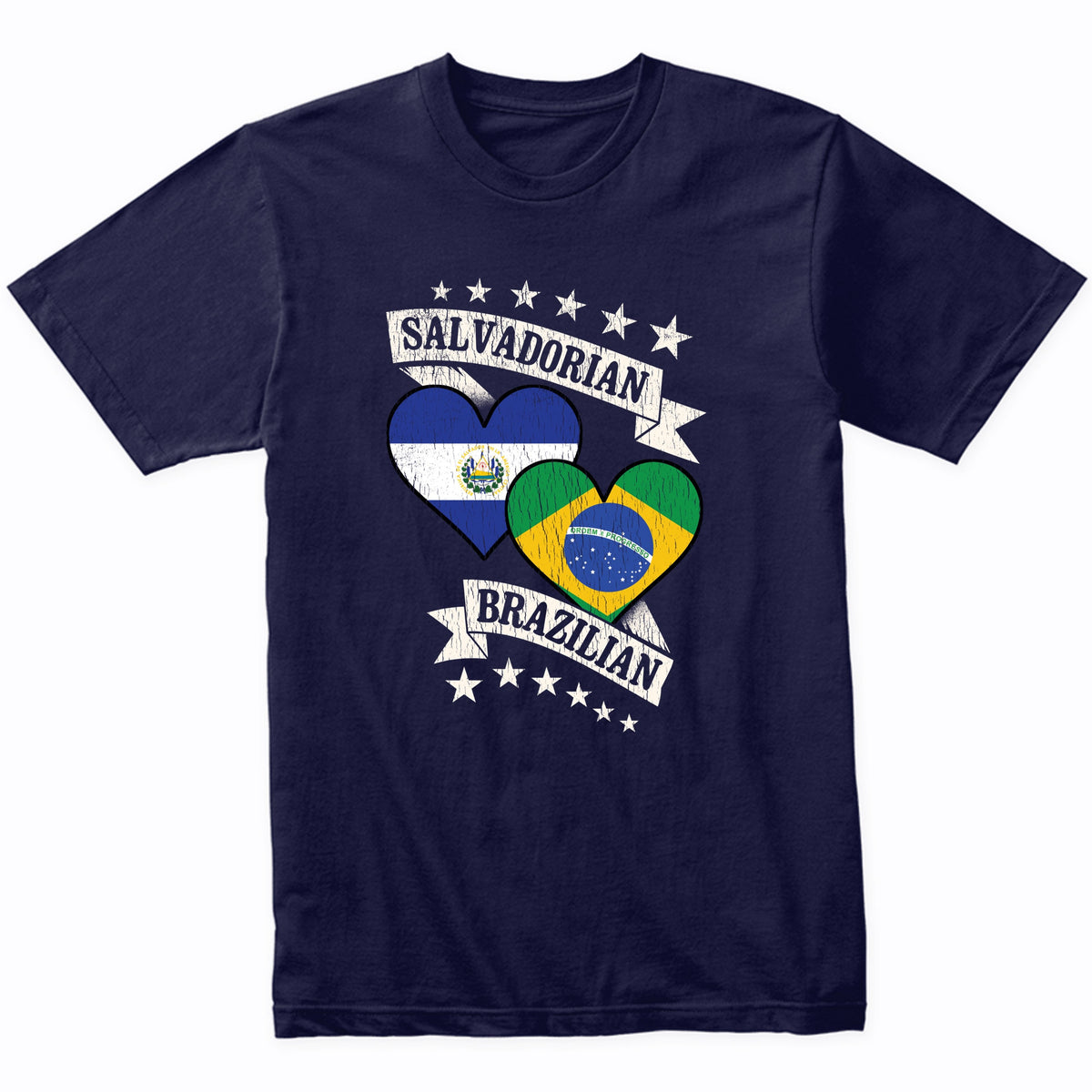 Salvadorian Brazilian Heart Flags El Salvador Brazil T-Shirt