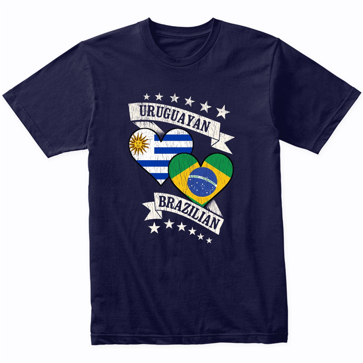 Uruguayan Brazilian Heart Flags Uruguay Brazil T-Shirt