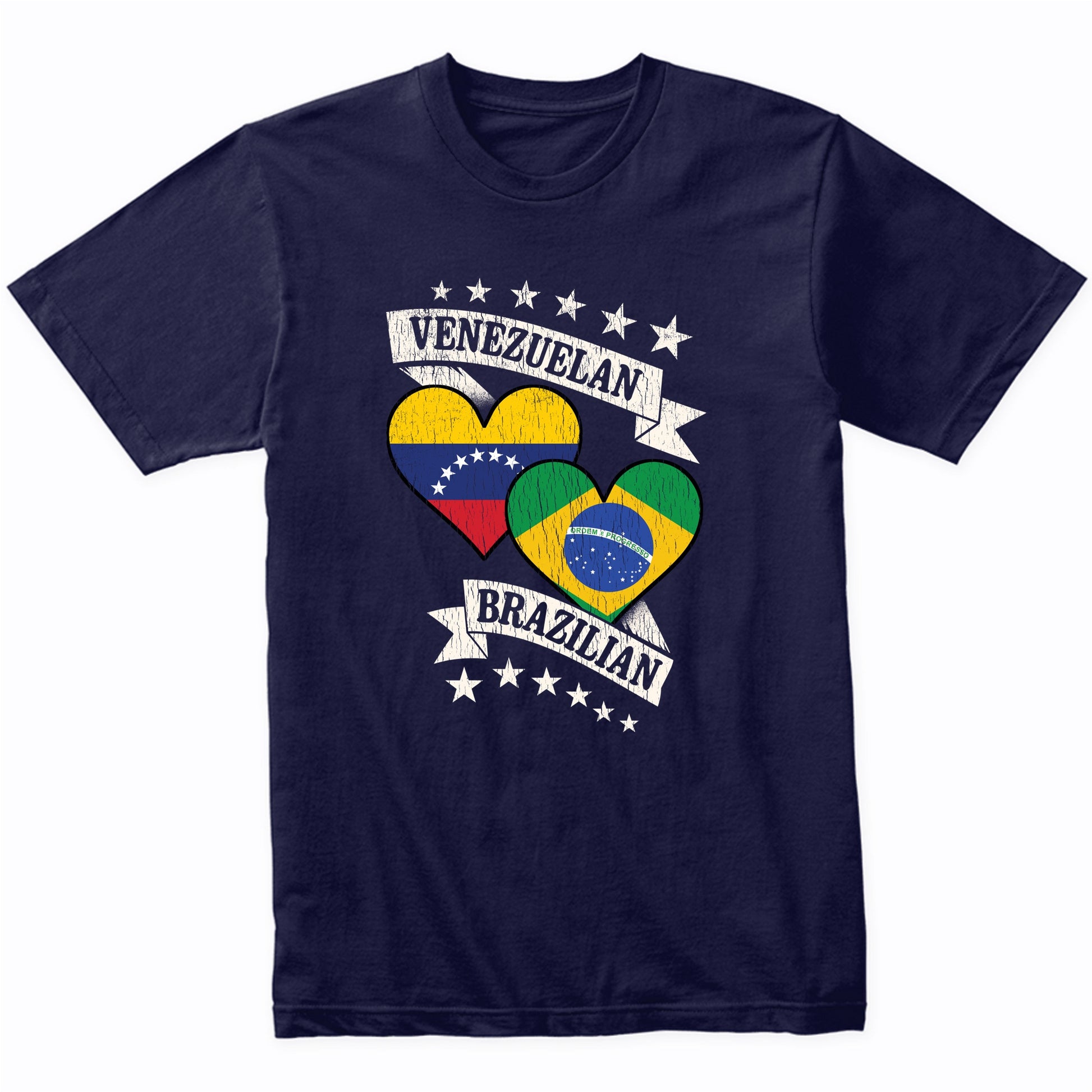 Venezuelan Brazilian Heart Flags Venezuela Brazil T-Shirt
