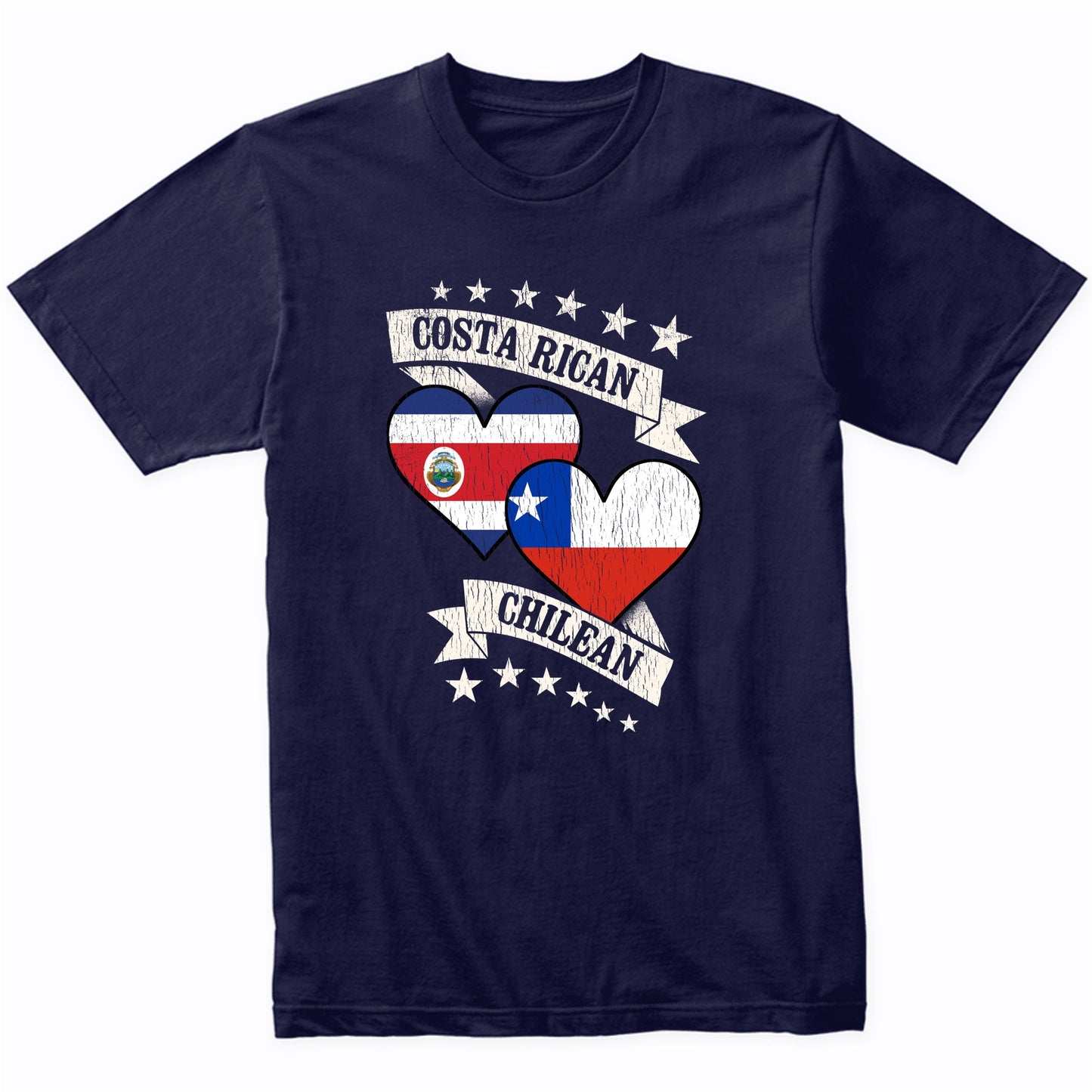 Costa Rican Chilean Heart Flags Costa Rica Chile T-Shirt