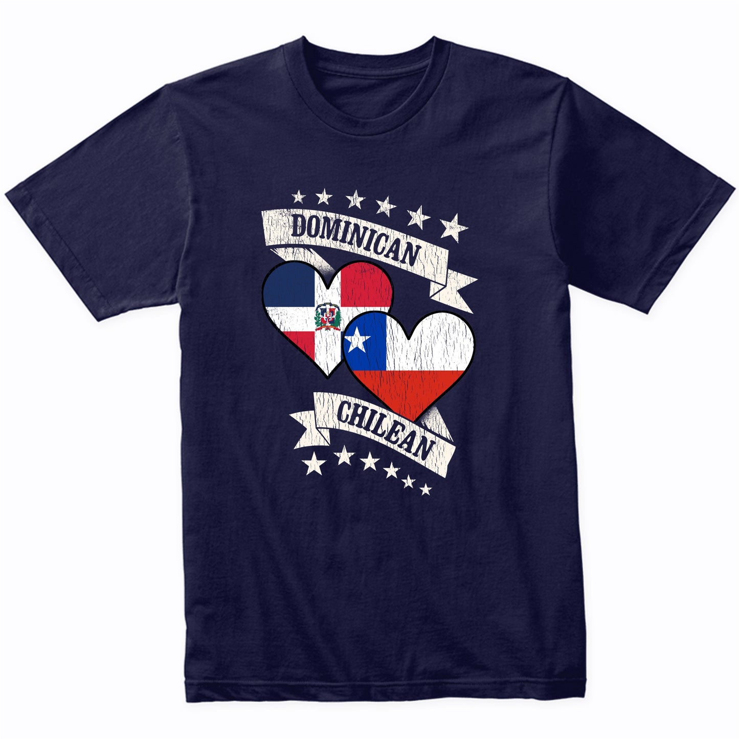 Dominican Chilean Heart Flags Dominican Republic Chile T-Shirt