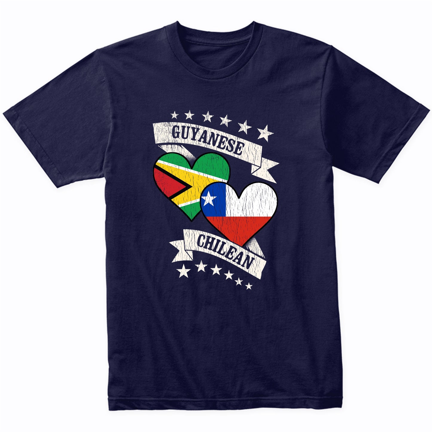 Guyanese Chilean Heart Flags Guyana Chile T-Shirt