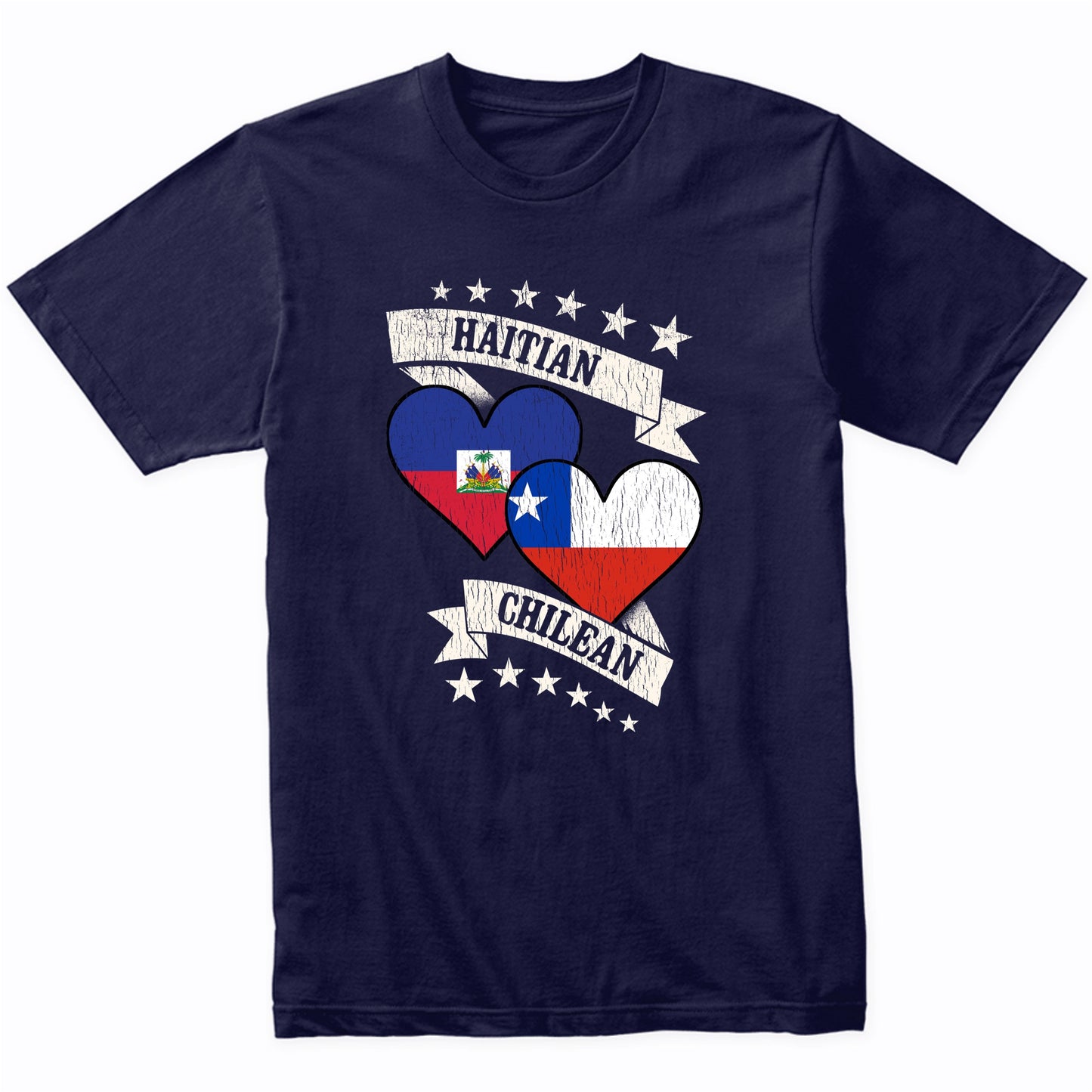 Haitian Chilean Heart Flags Haiti Chile T-Shirt