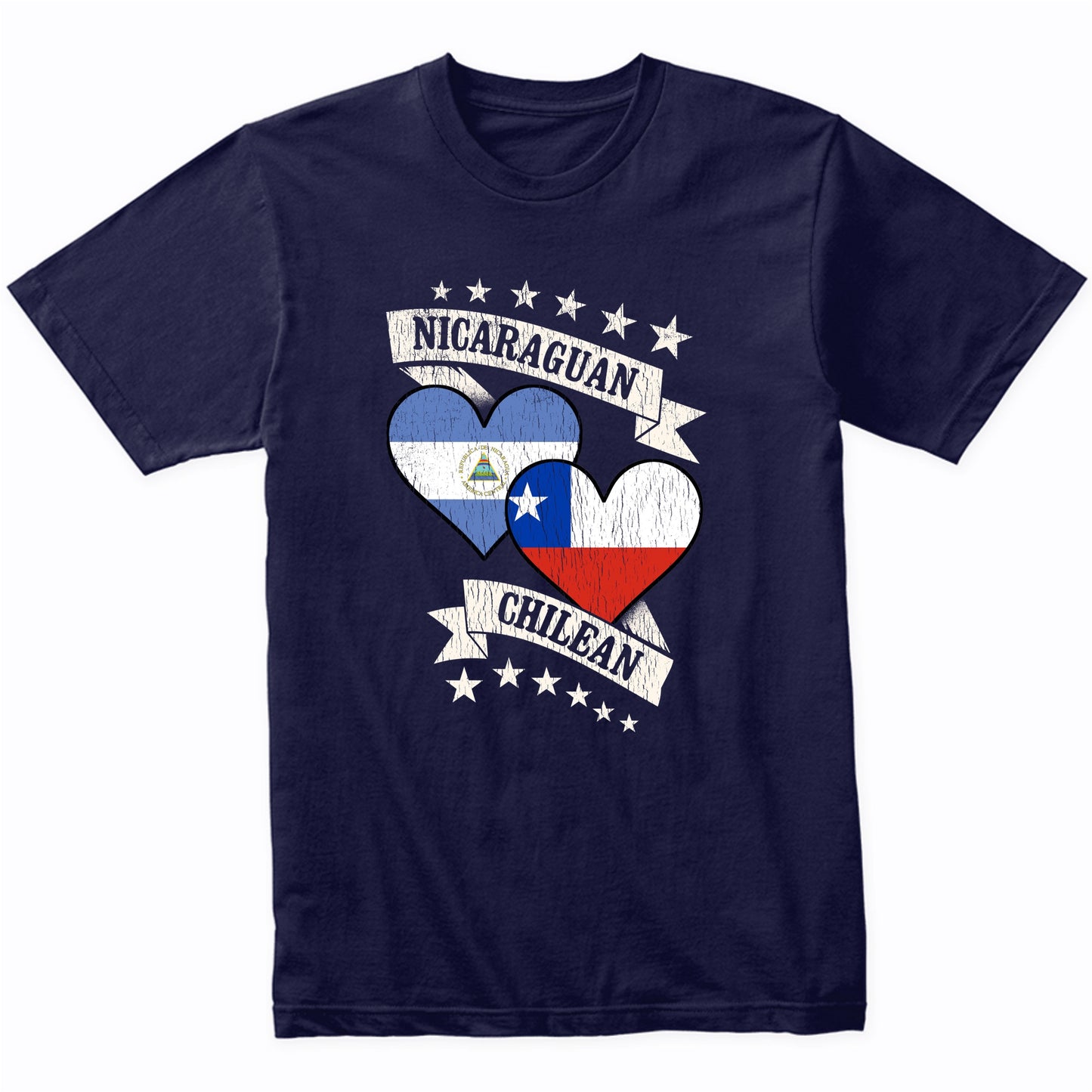 Nicaraguan Chilean Heart Flags Nicaragua Chile T-Shirt