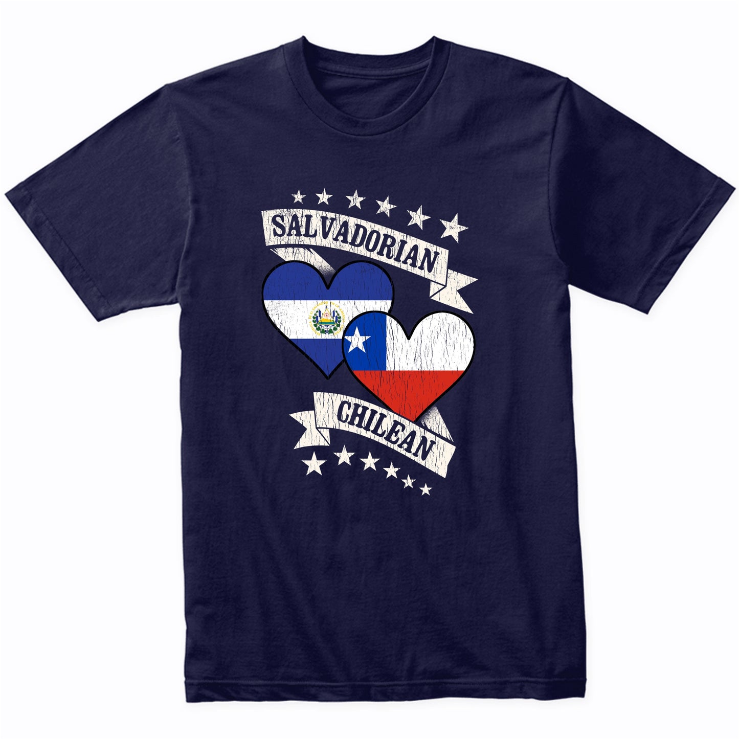 Salvadorian Chilean Heart Flags El Salvador Chile T-Shirt