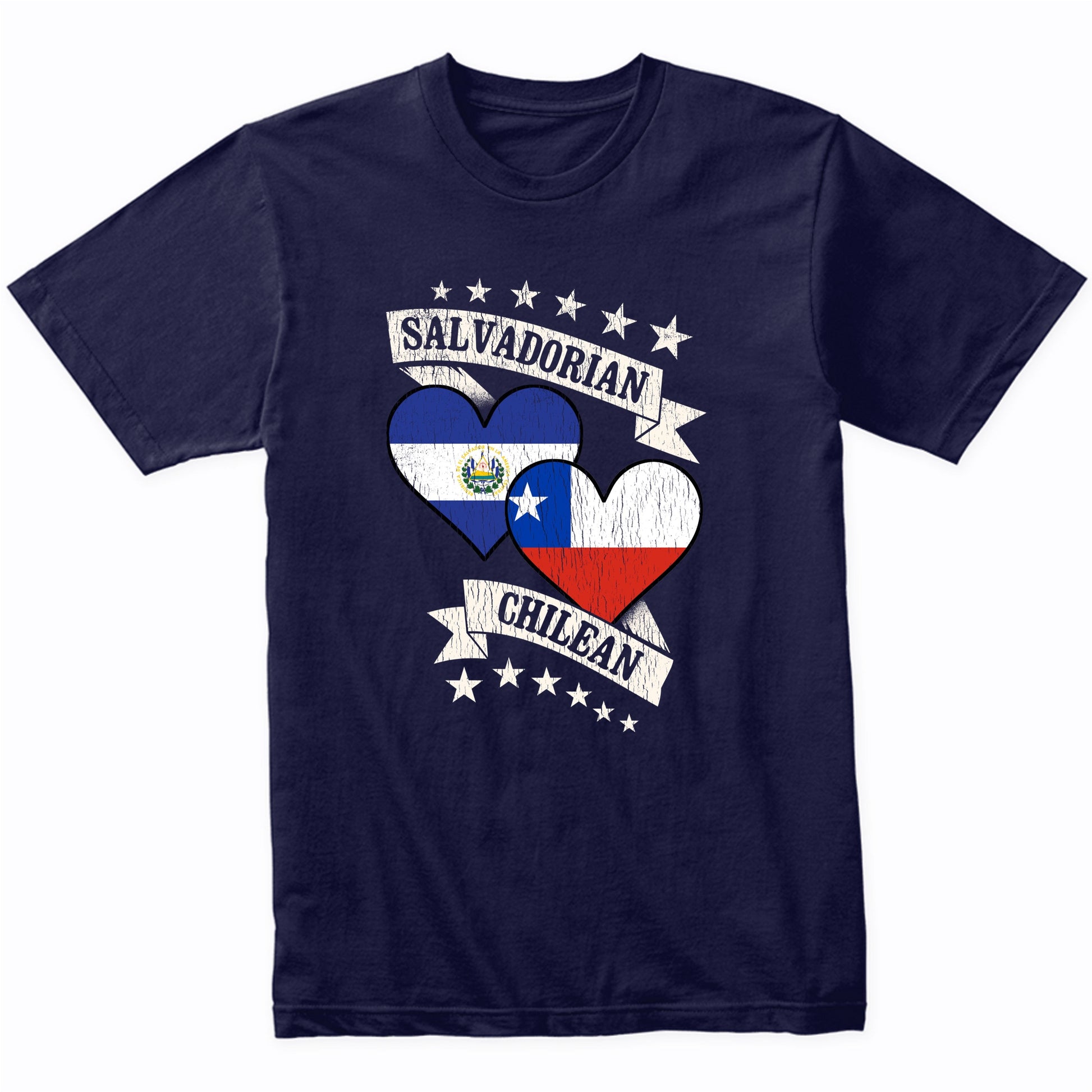 Salvadorian Chilean Heart Flags El Salvador Chile T-Shirt