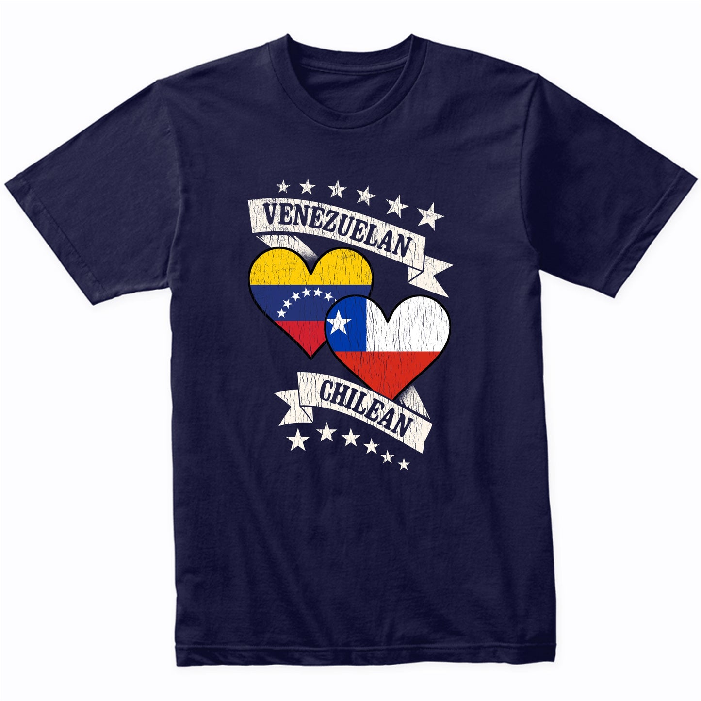 Venezuelan Chilean Heart Flags Venezuela Chile T-Shirt
