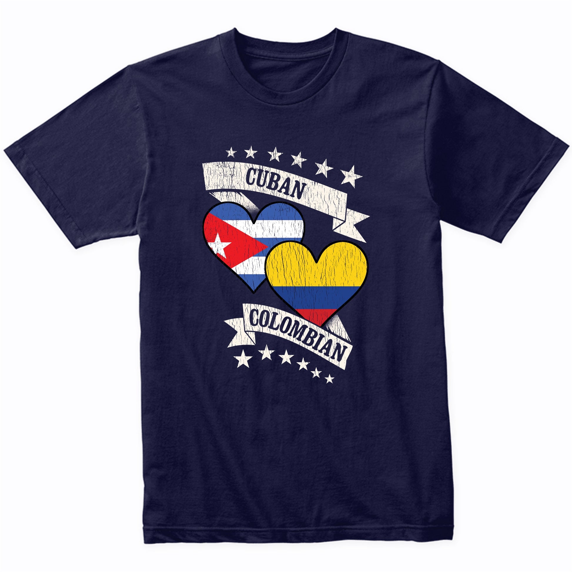Cuban Colombian Heart Flags Cuba Colombia T-Shirt