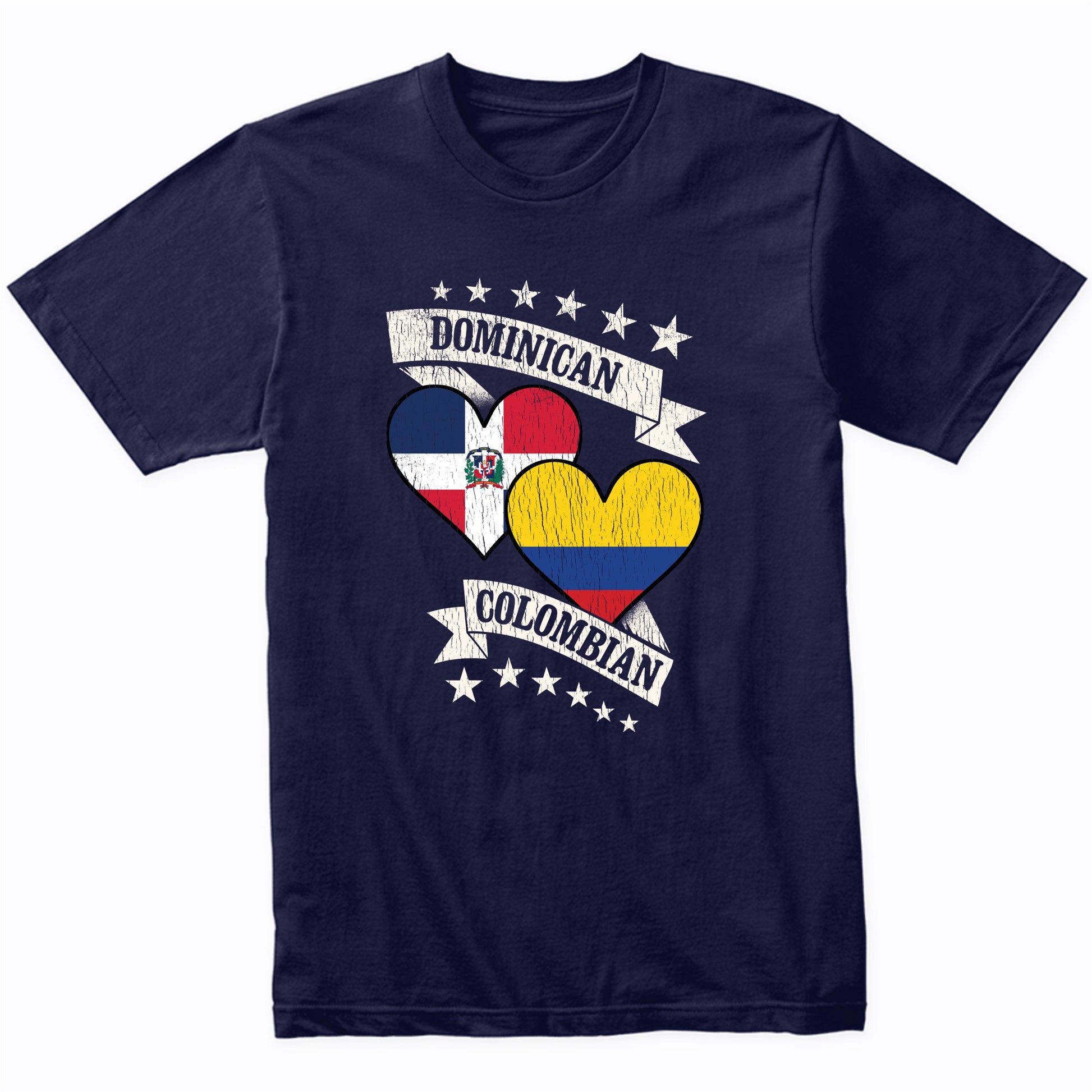 Dominican Colombian Heart Flags Dominican Republic Colombia T-Shirt