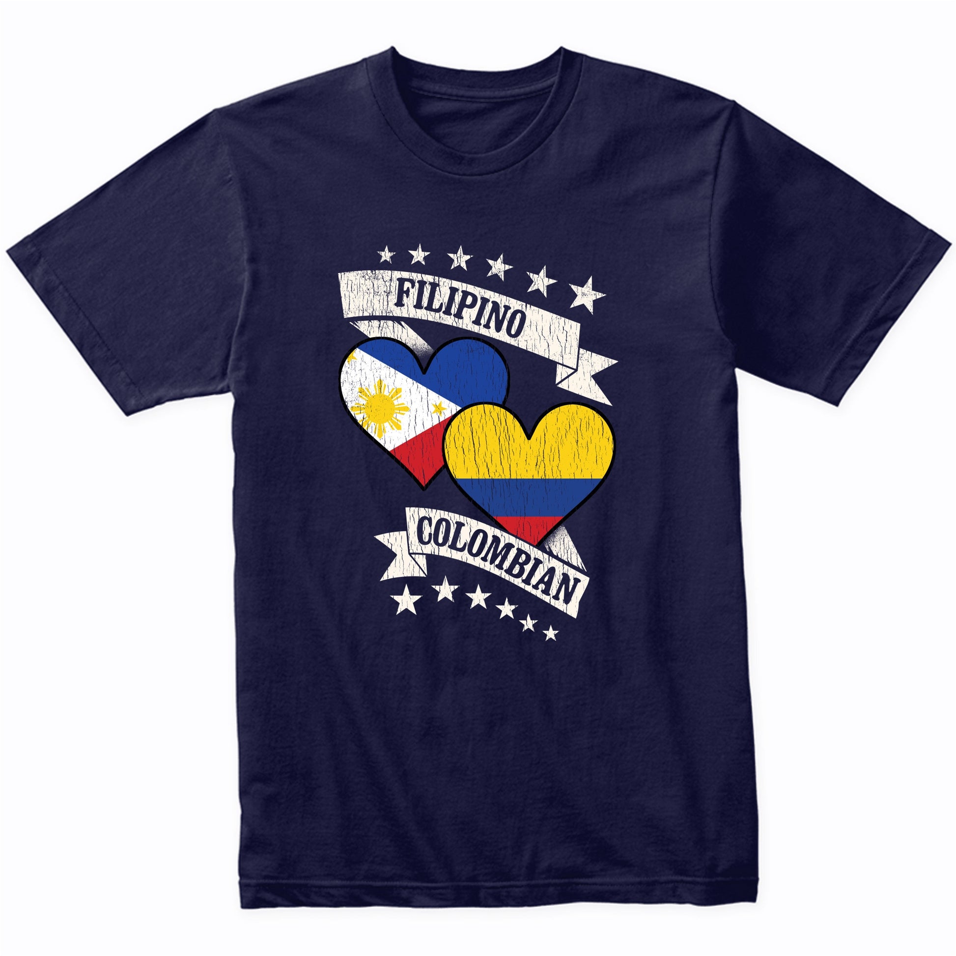 Filipino Colombian Heart Flags Philippines Colombia T-Shirt