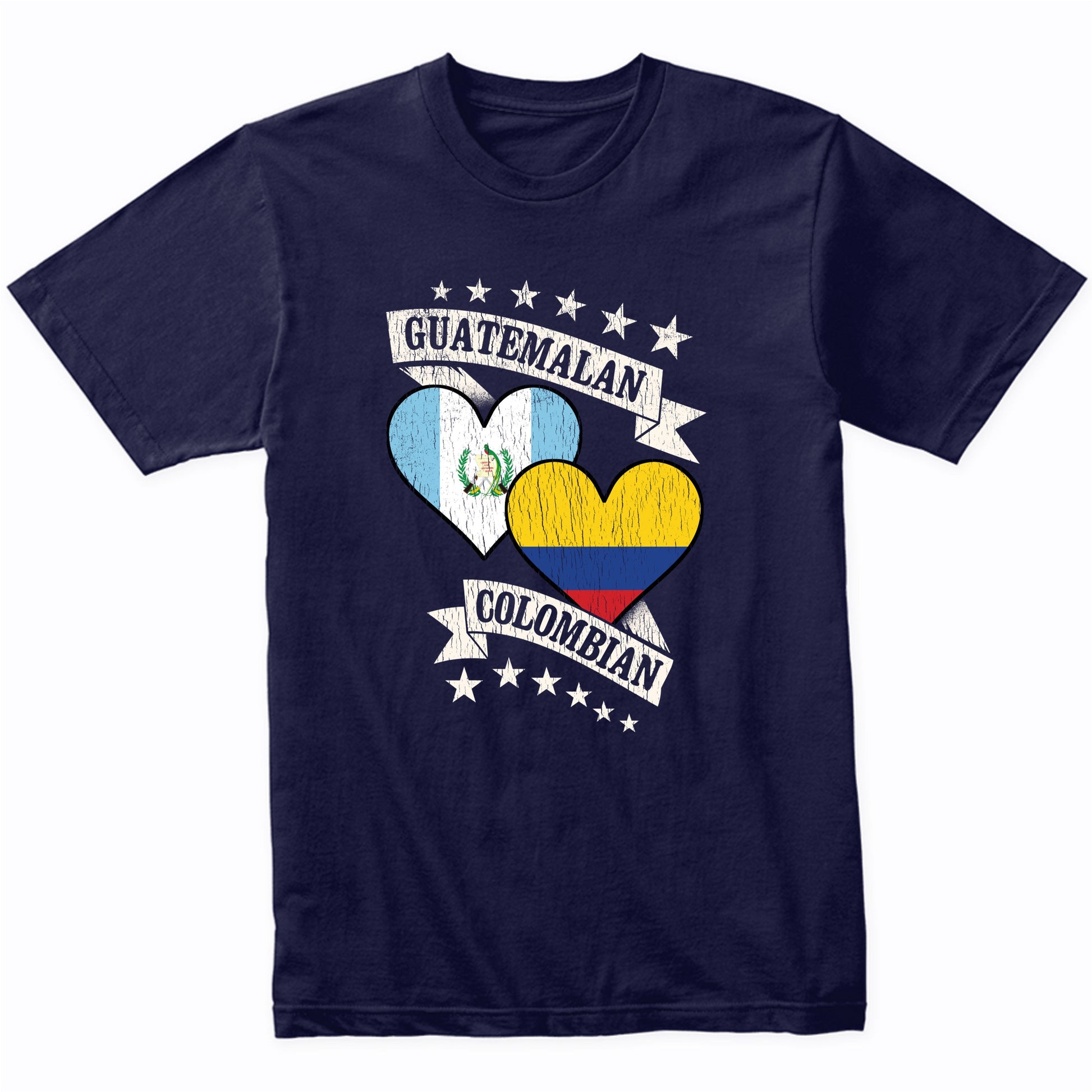 Guatemalan Colombian Heart Flags Guatemala Colombia T-Shirt