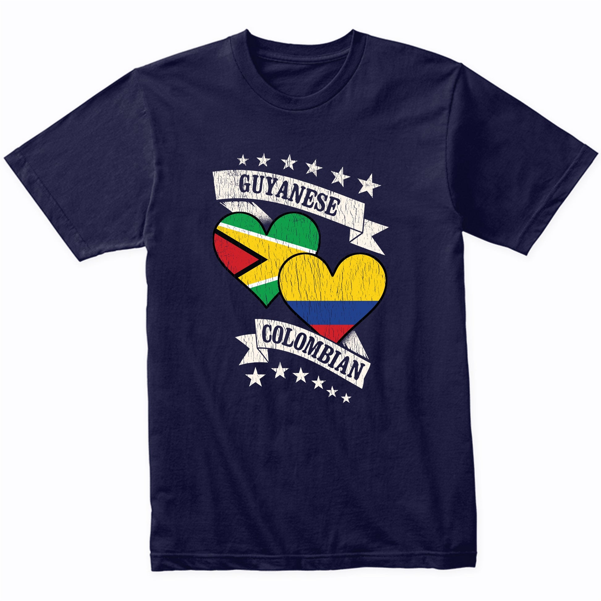 Guyanese Colombian Heart Flags Guyana Colombia T-Shirt