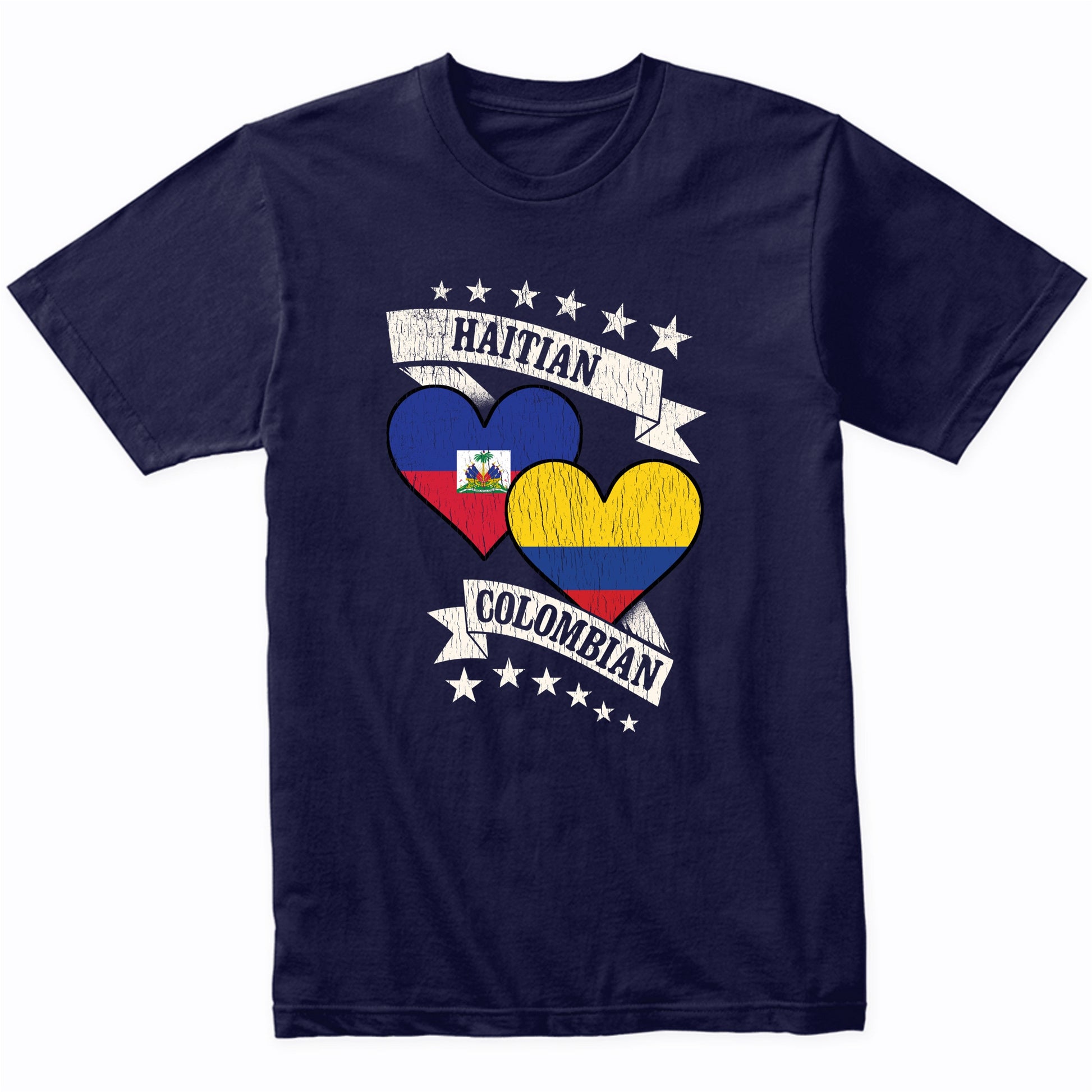 Haitian Colombian Heart Flags Haiti Colombia T-Shirt