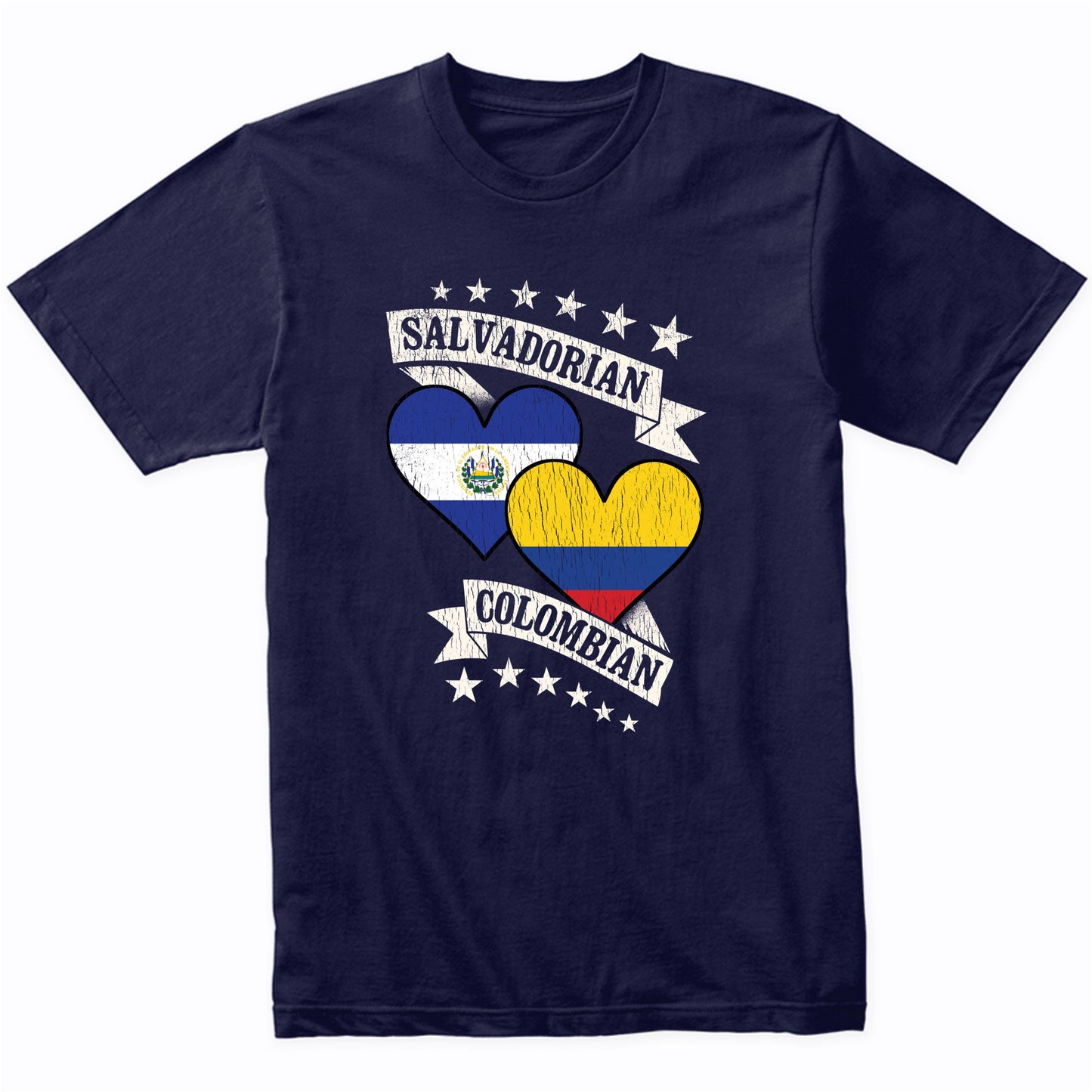 Salvadorian Colombian Heart Flags El Salvador Colombia T-Shirt