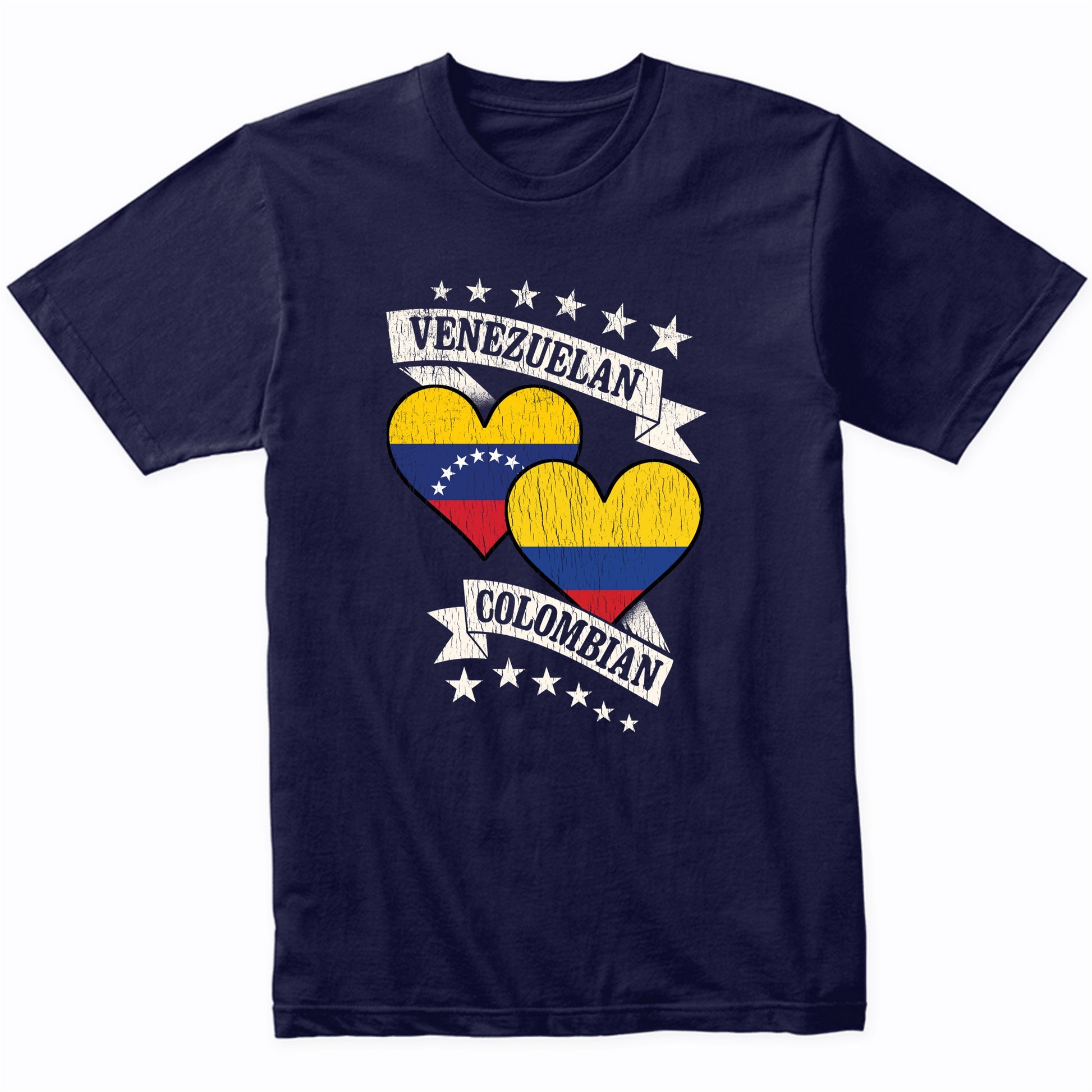 Venezuelan Colombian Heart Flags Venezuela Colombia T-Shirt