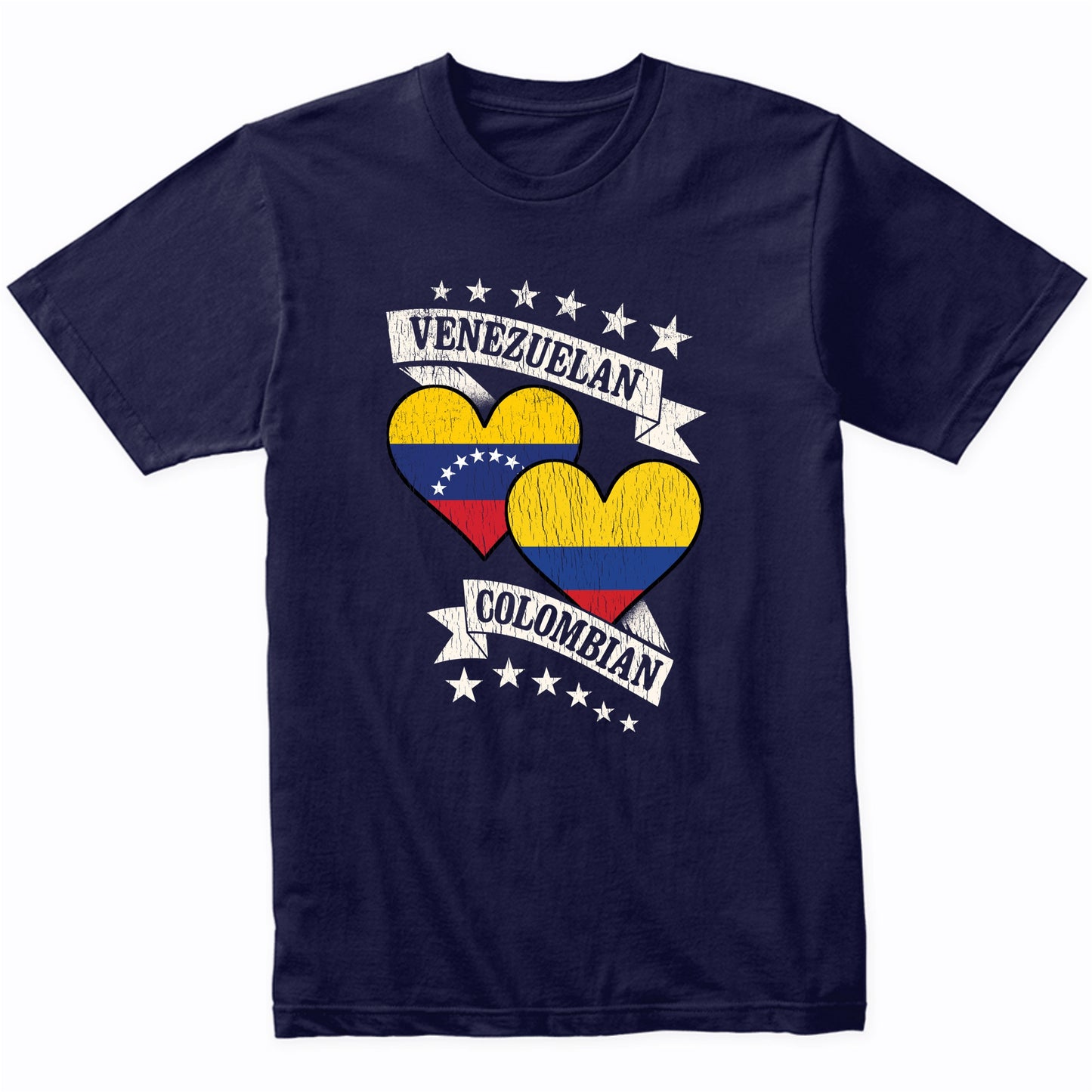 Venezuelan Colombian Heart Flags Venezuela Colombia T-Shirt