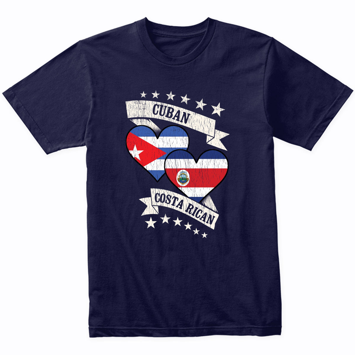 Cuban Costa Rican Heart Flags Cuba Costa Rica T-Shirt