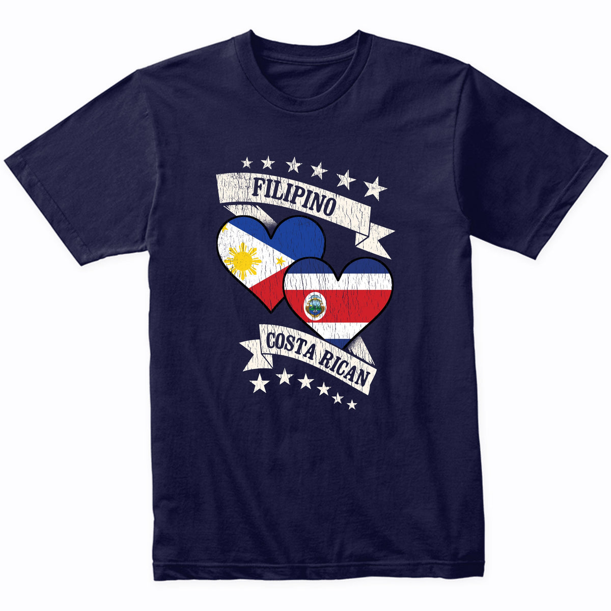 Filipino Costa Rican Heart Flags Philippines Costa Rica T-Shirt
