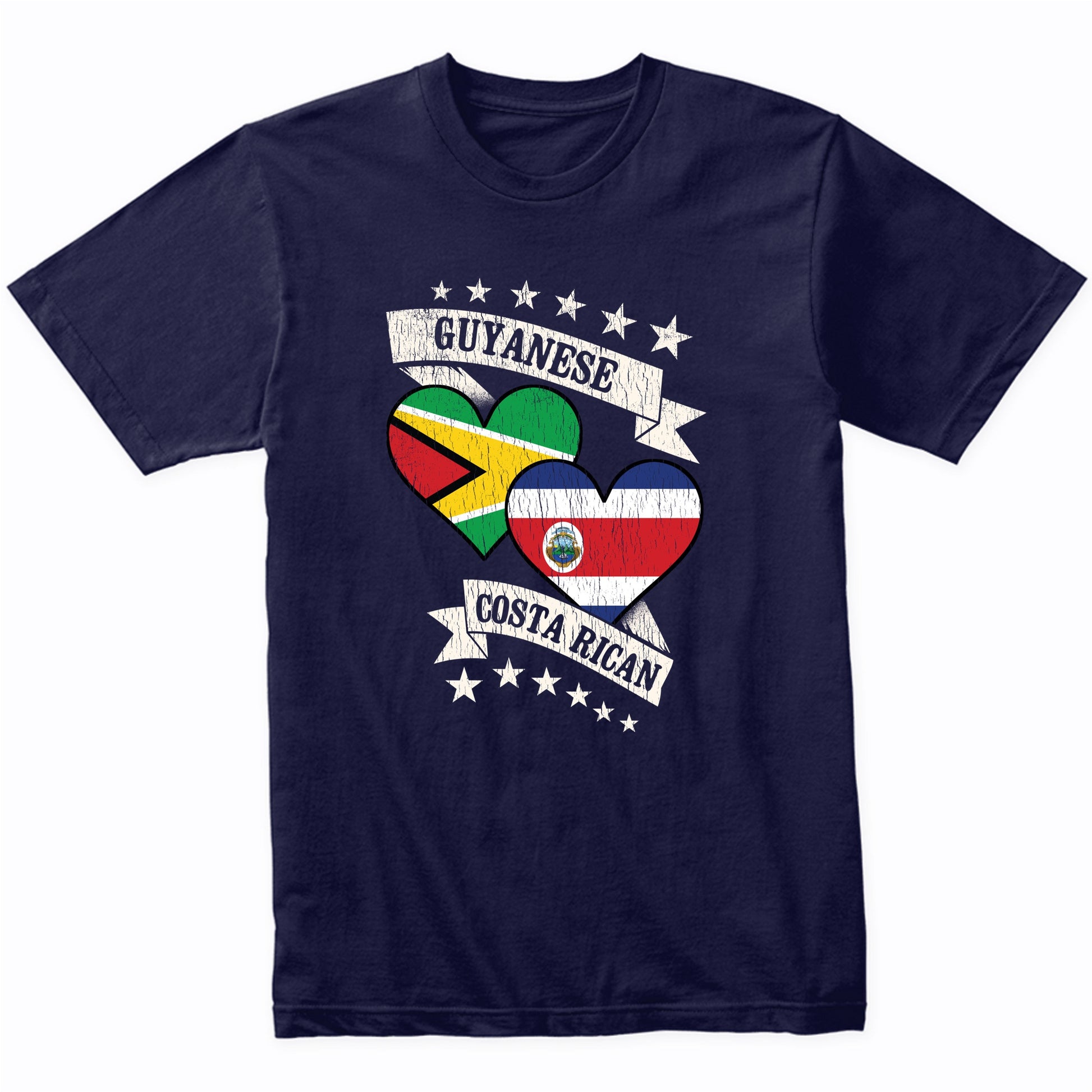 Guyanese Costa Rican Heart Flags Guyana Costa Rica T-Shirt