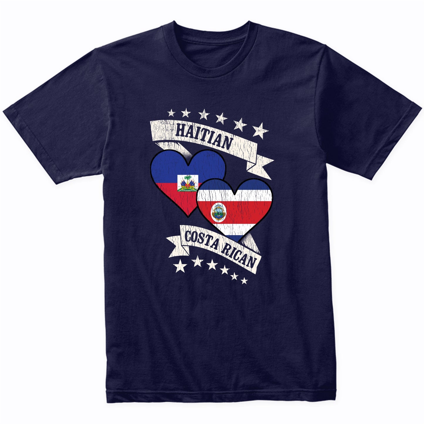 Haitian Costa Rican Heart Flags Haiti Costa Rica T-Shirt