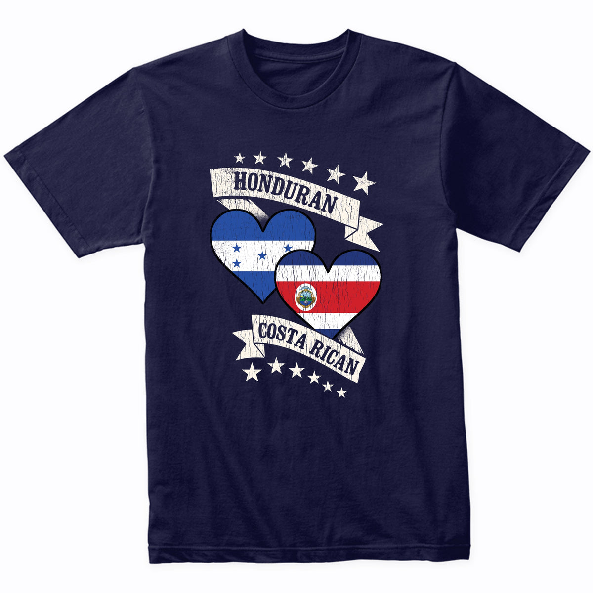 Honduran Costa Rican Heart Flags Honduras Costa Rica T-Shirt